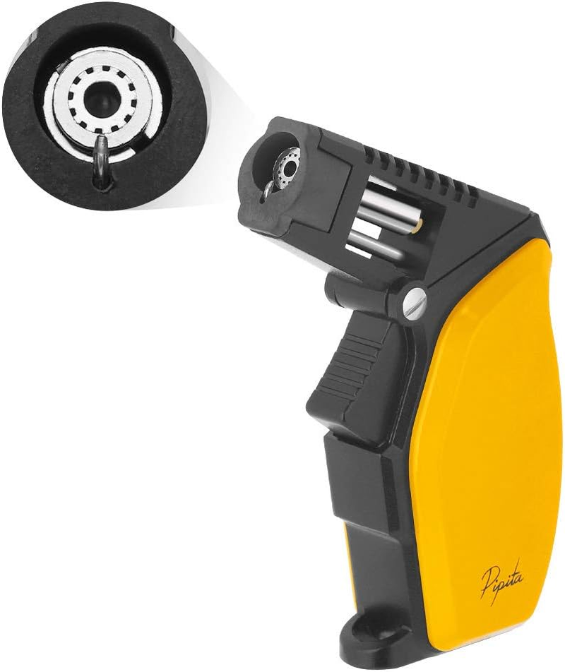 PIPITA Torch Lighter and Cigar Cutter Ashtray Set,Refillable Windproof Single Jet Gas Lighter & Blade Cigar Guillotine & Ceramics Ashtray with Gift Box (Without Gas) image number 3