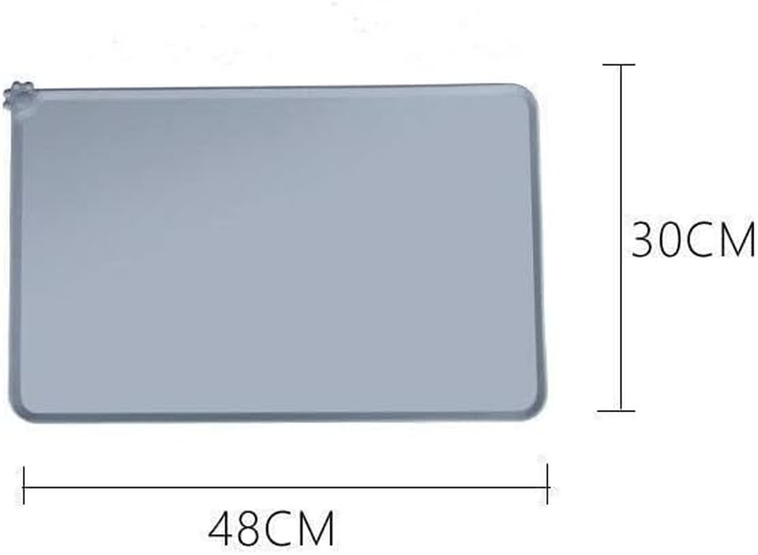 Qttie Silicone Feeding Food Mat for Dog Cat Placemat Pet Dish Bowl Easy Clean- Non-Skid, Spill-Proof Placemat, Durable & Foldable, 48X28Cm - Blue image number 4