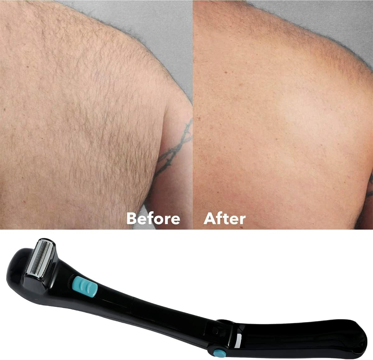 Electric Back Hair Shaver - 180 Degrees Foldable Back Shavers Removal Shave Wet or Dry Detachable Body Hair Trimmer for Men Travel image number 5