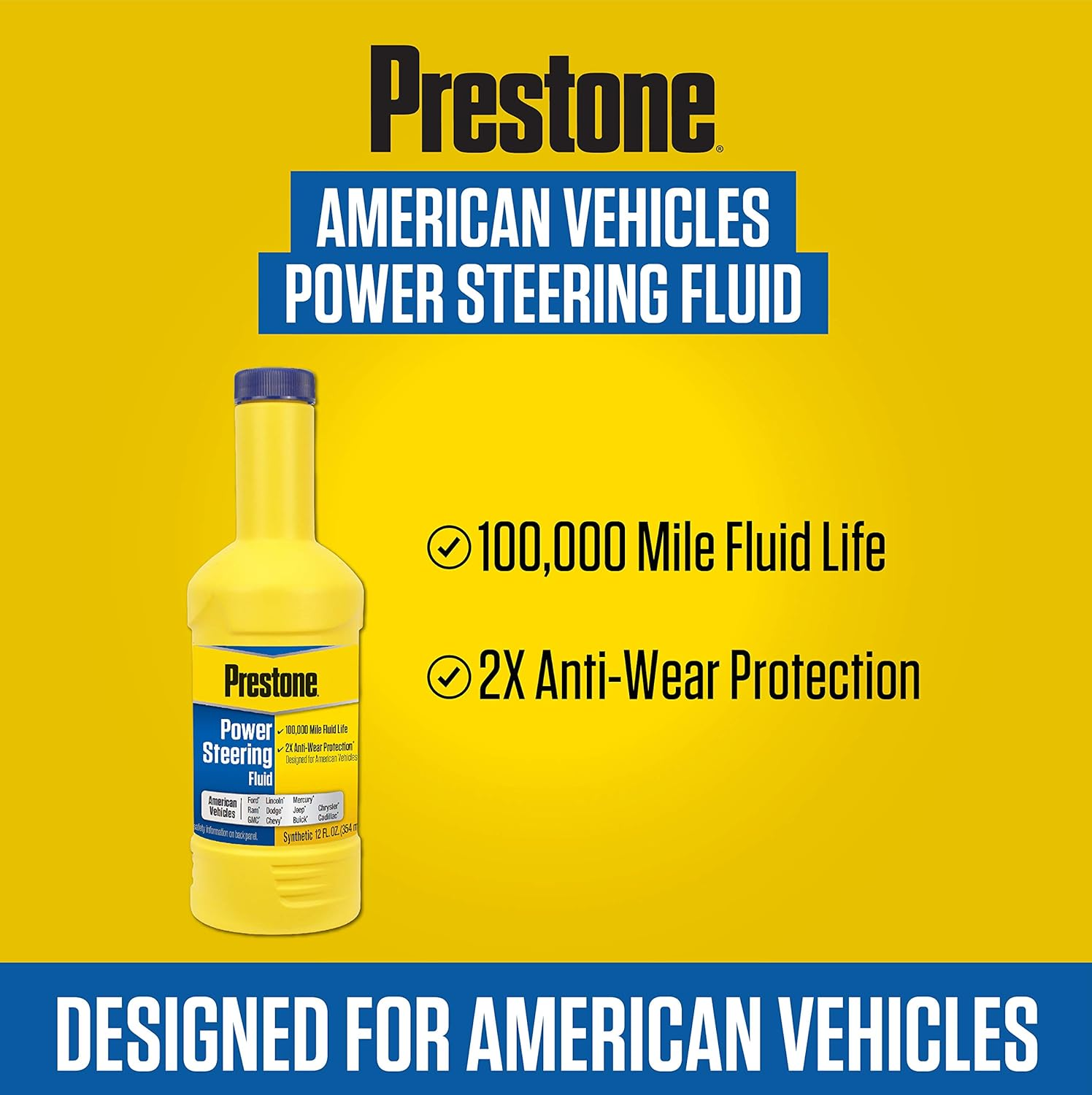 Prestone Full Synthetic American Power Steering Fluid 355 Ml image number 1