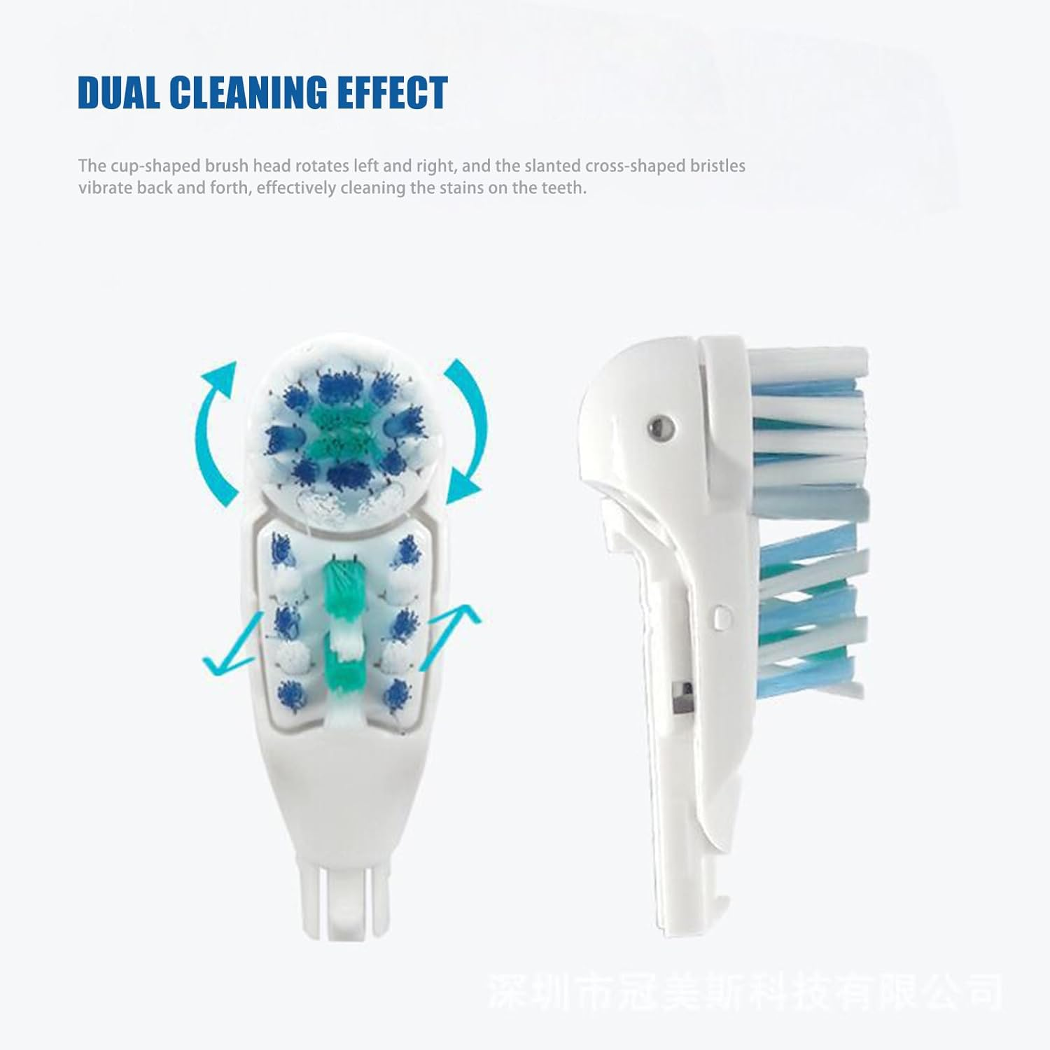 4 Pcs Electric Toothbrush Replacement Heads Sensitive Dual Clean Rotating Sets Fit for Braun Oral B Cross Action Power 4732 3733 4734 (4) image number 2