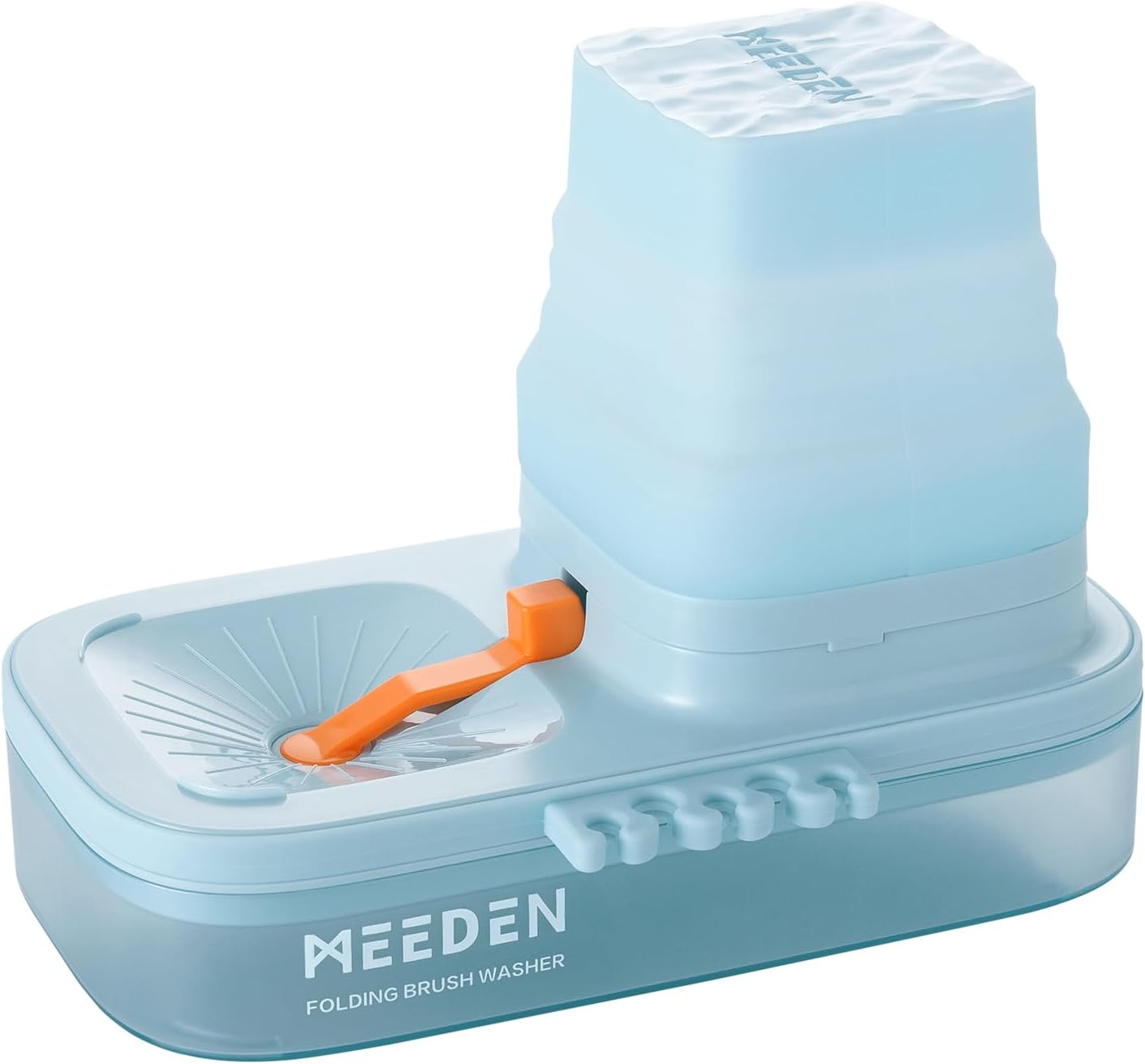 MEEDEN Portable Paint Brush Cleaner: Paintbrush Rinser with 5-Slot Silicone Brush Holder - Brush Washer for Acrylic Watercolor & Water-Based Paints, Blue