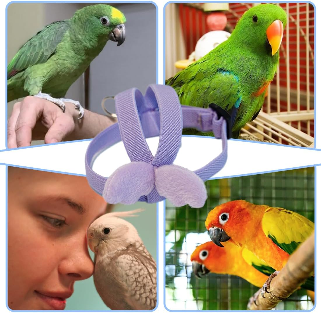 Bird Harness, Pack of 2, Parrot Flight Harness, Adjustable Bird Harness, Pet Harness and Lead (For Cockatiels, Small, Medium Parrots) image number 4