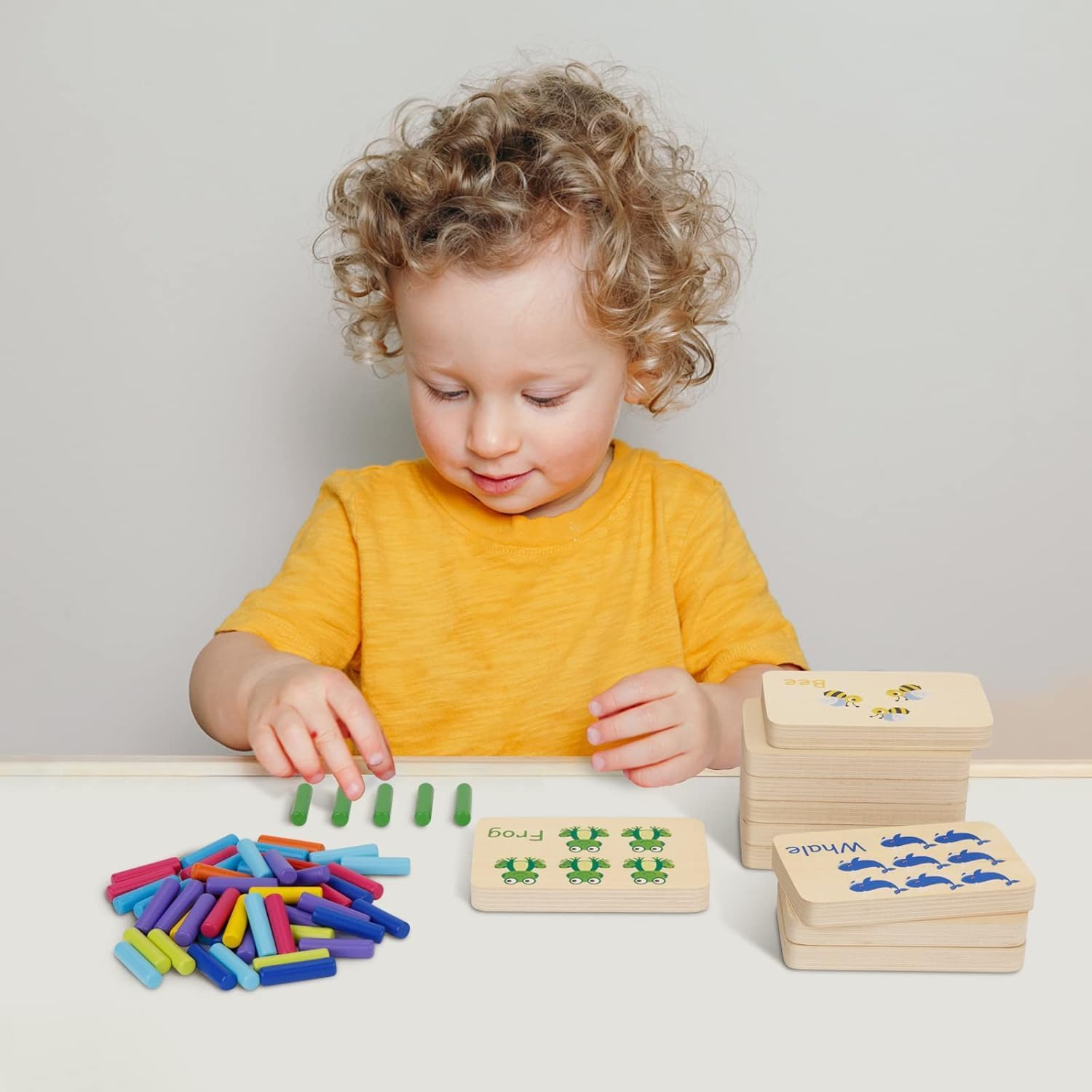 Peg Board Toddler Toys, Montessori Number Counting Blocks Toys with 55 Pegs, Wooden Math Manipulatives, Montessori Math and Numbers, for Kids and Kindergarten Learning Activities image number 1