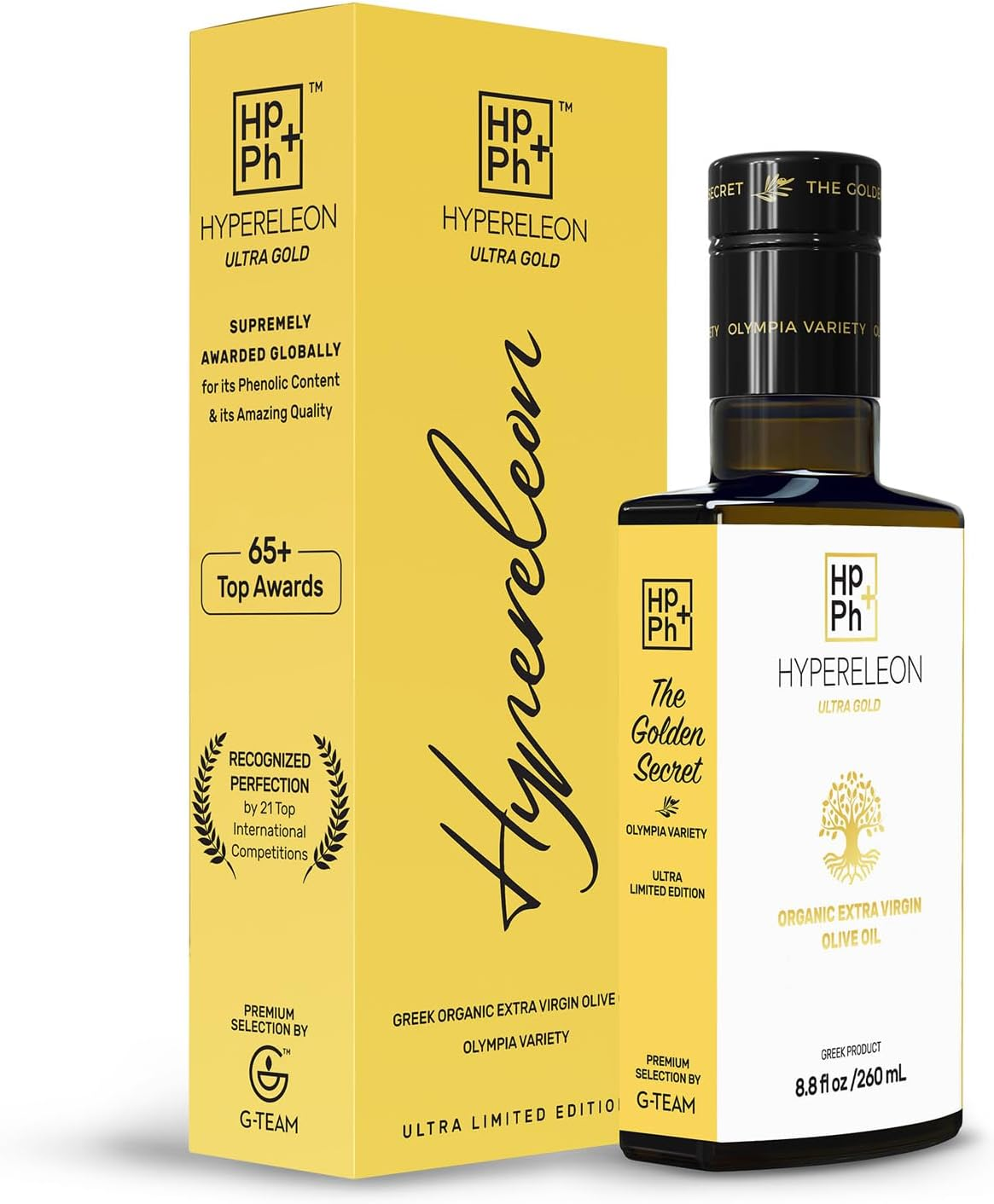 HYPERELEON Ultra Gold | Premium, Organic, Supremely Rich in Polyphenols, Greek Extra Virgin Olive 100% Pure & Natural | Bio & Unfiltered | 40 Top Global Health Awards | 260Ml (Pack of 1)