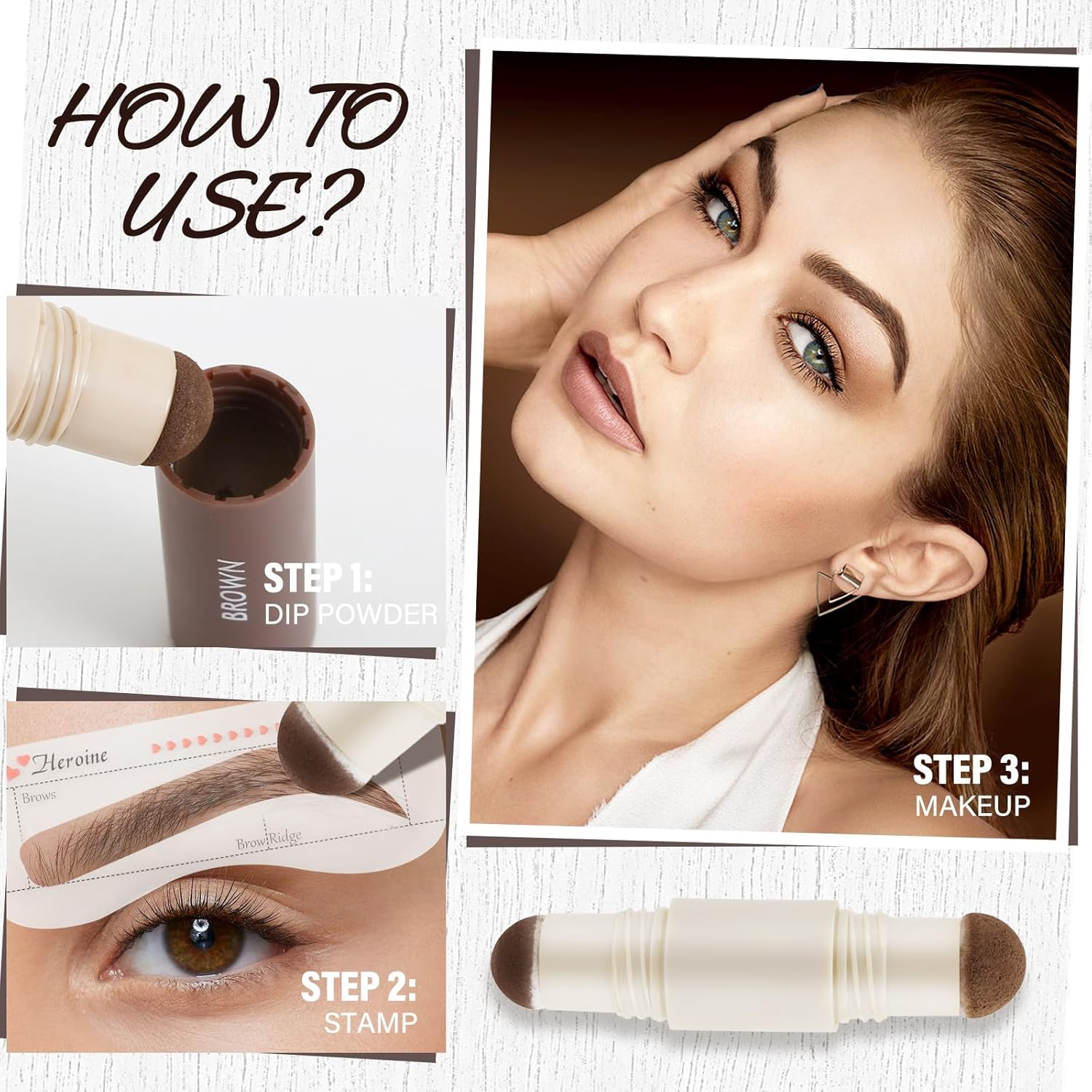 Boobeen Dual-Color Eyebrow Powder, One Step Eyebrow Stamp-Brow Powder & Hairline Powder, All-Day Wear Effortlessly, Waterproof & Smudge-Proof image number 5