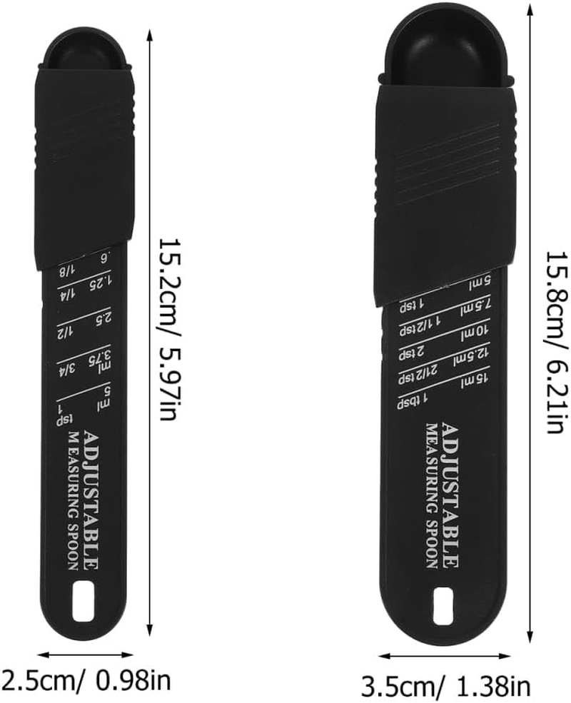 Cabilock Adjustable Measuring Spoon Set 2Pcs Sliding Scale Spoons for Accurate Baking Cooking Measurement of Powders and Liquids Kitchen Tool image number 4