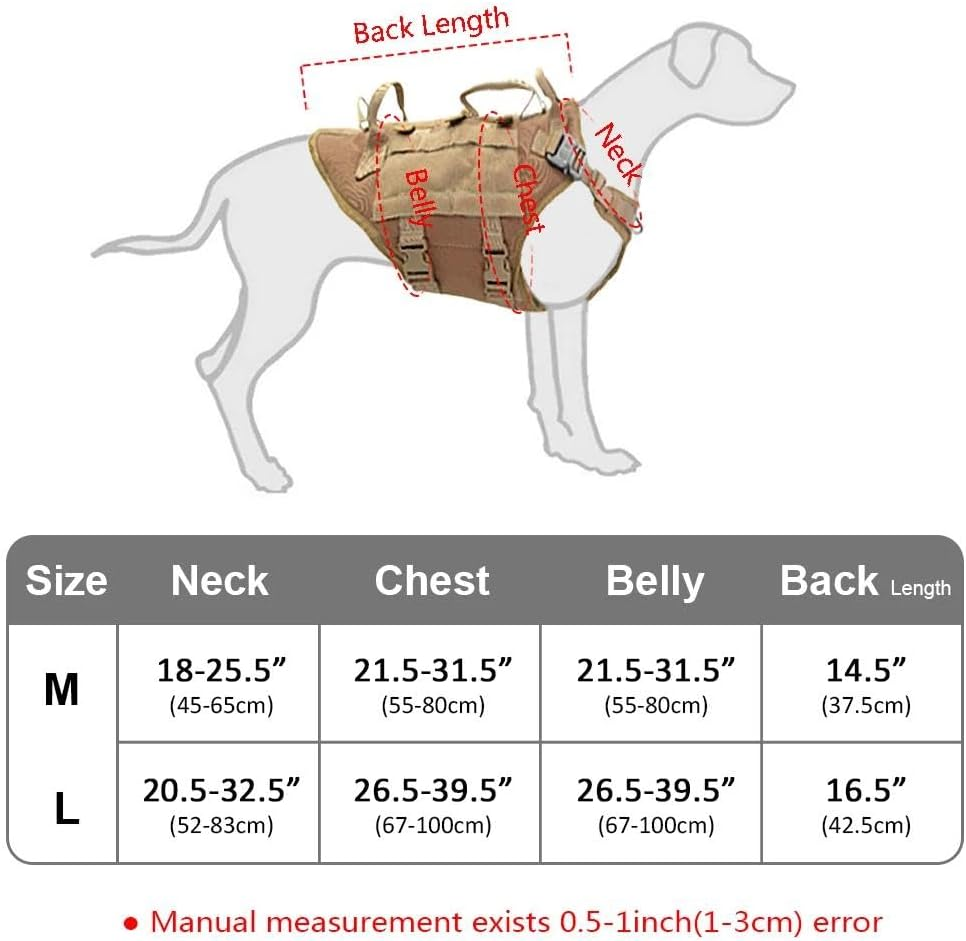 Adjustable Military Tactical Dog Harness Nylon Dog Harness Outdoor Working Dog Training Camping Hunting Harness Vest,Green,M image number 4