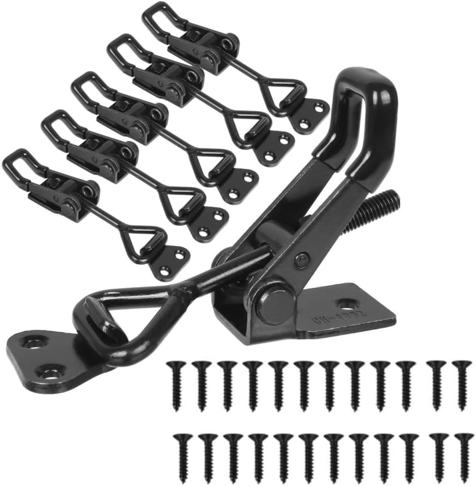 6 Pack Adjustable Toggle Clamp, Black Pull Latch Clamp,Heavy Duty Hasp,4001 Lockable Quick Release Metal Draw for Door, Box Case Trunk, Smoker Jig image number 3