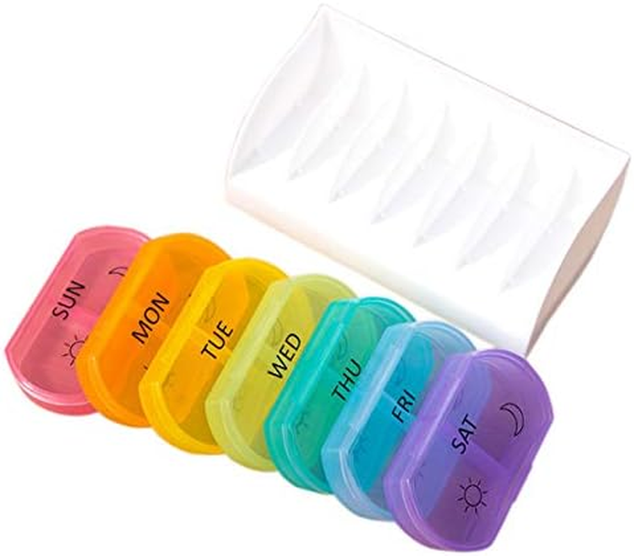 Pill Box for 7 Days, Pill Box with 2 Compartments (Rainbow) image number 5