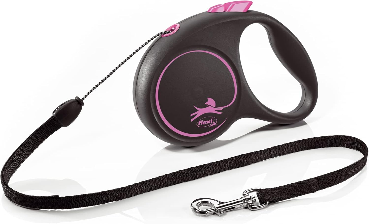 Flexi&reg; Black Design S Rope 5 M Black/Pink Roll Lead for Dogs up to 12 Kg
