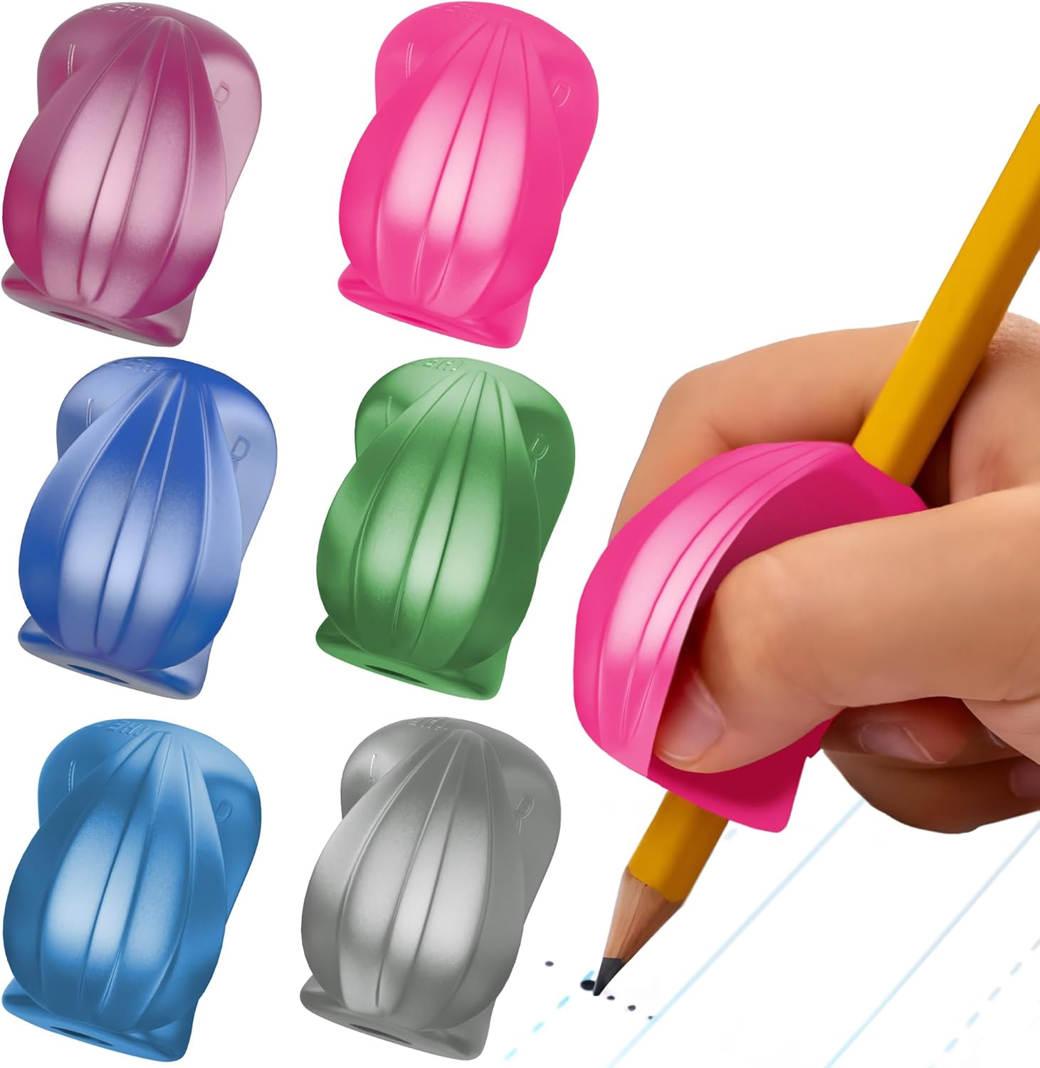 The Pencil Grip Crossover Grip Ergonomic Writing Aid for Righties and Lefties, 12 Assorted Classic Colors (TPG-17812)
