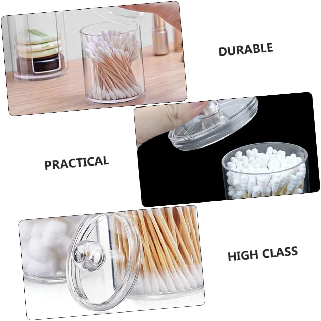 3Pcs Transparent round Cotton Swab Holder Storage Boxes for Bathroom Pads Organizer Container Dustproof Design