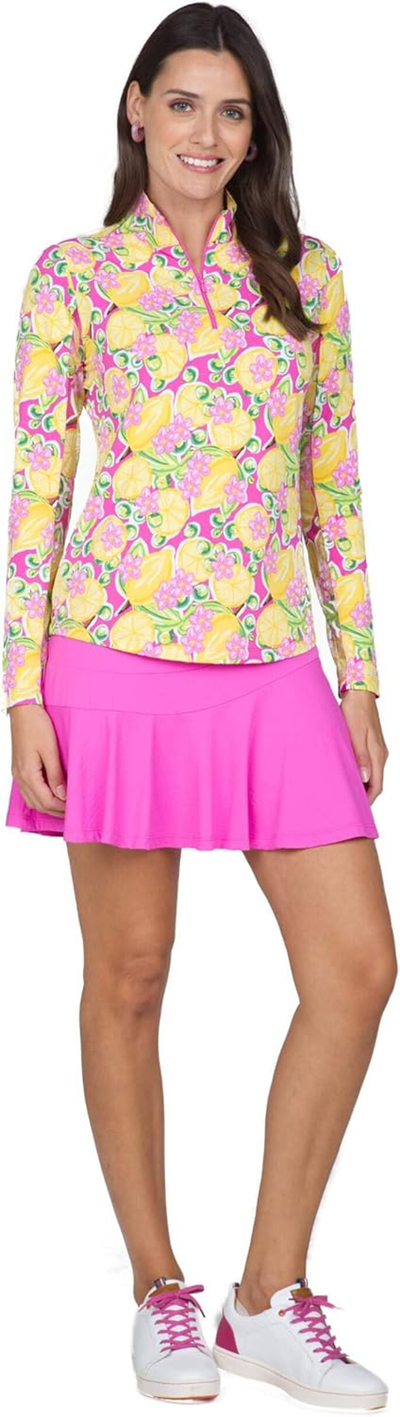 IBKUL Athleisure Wear Sun Protective UPF 50+ Icefil Cooling Tech Calista Print Long Sleeve Mock Neck Top &ndash; 10652 image number 5