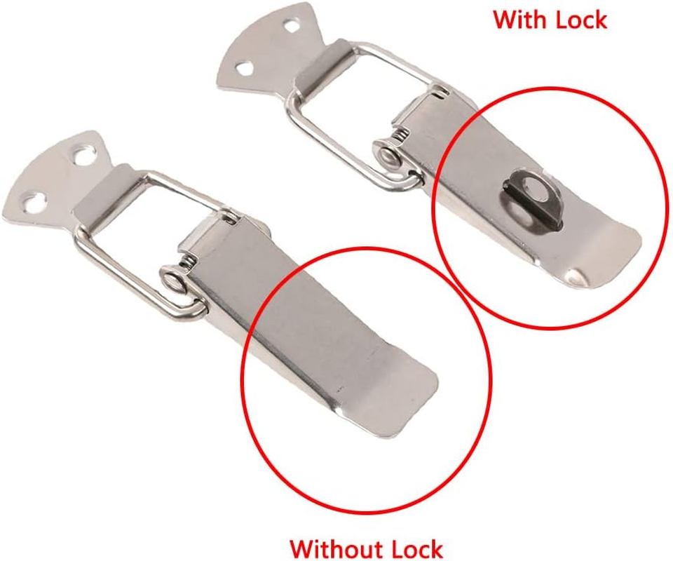 4 Sets Spring Loaded Toggle Latches with Lock Stainless Steel Catch Clamp Clips Spring Lock Hasp Catch for Case Box, Toolbox, Drawer, 55Mm/2.16" image number 6