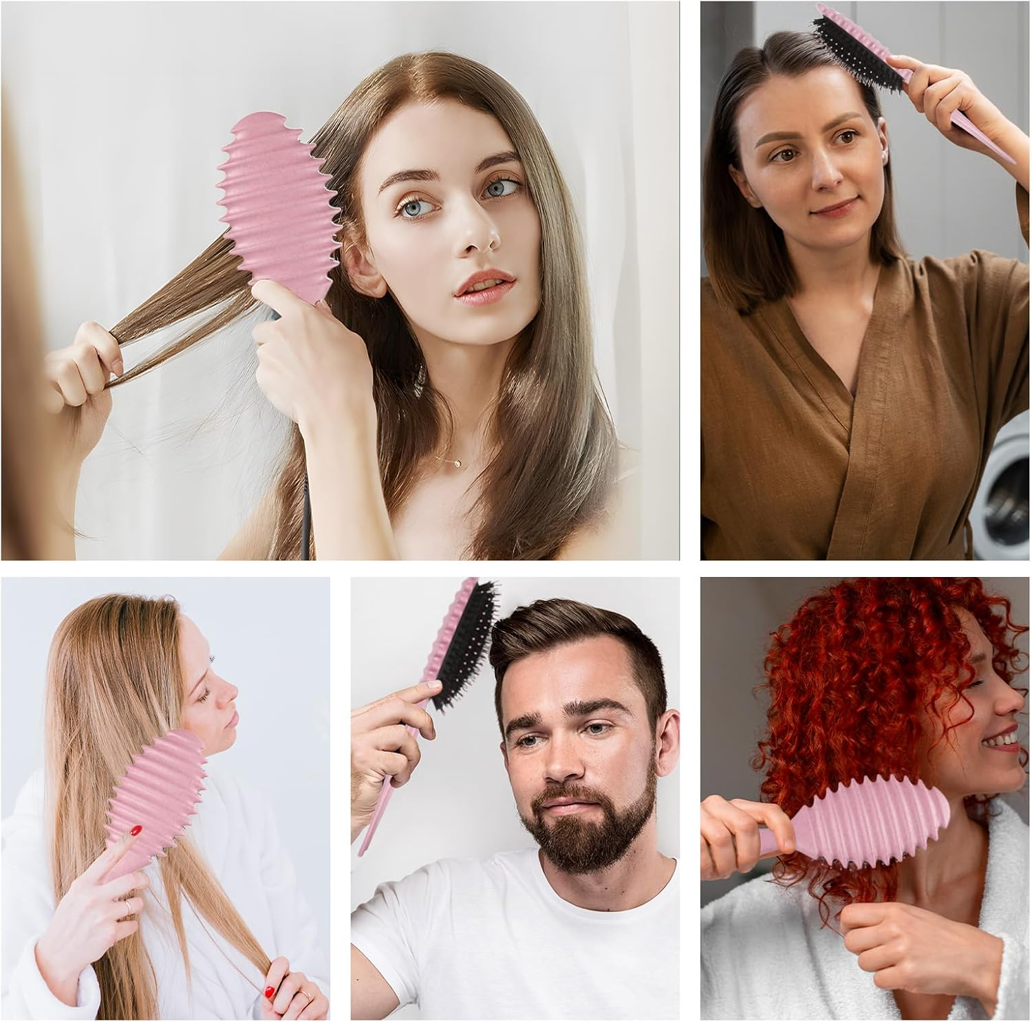 Boperzi Curly Hair Brush, Curl Brush, Boar Bristle Hair Brush Styling Brush, 2024 New Curly Hair Brush for Detangling for Combing Men and Women (Pink) - Purple image number 2