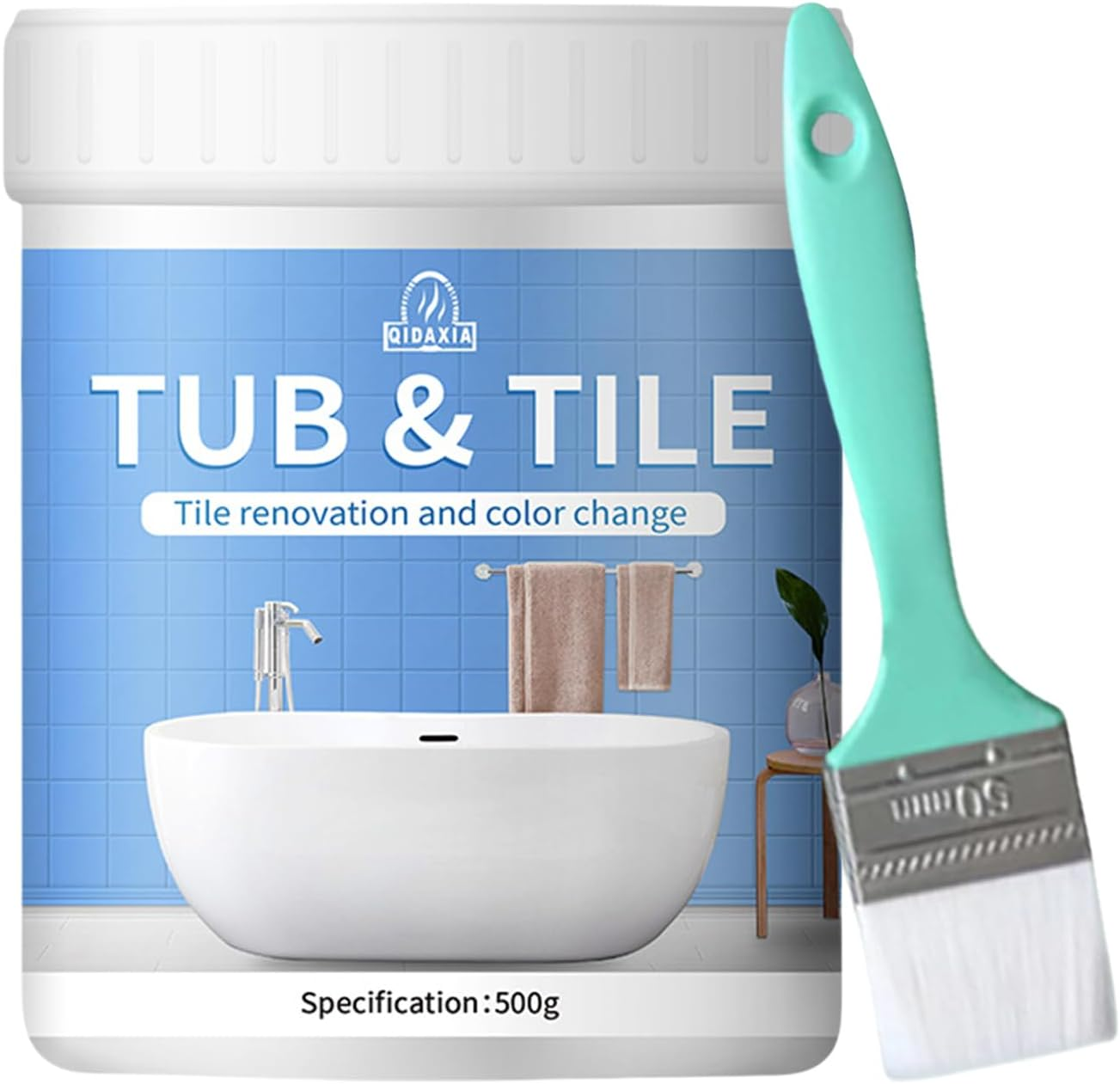 Tub and Tile Paint Kit, Bath Enamel Paint White Repair, 500G White Enamel Touchs-Up Paint, No Undercoat Needed - for High Moisture Surfaces - High Gloss- for Bathtubs, Tiles, Sinks, Showers image number 4