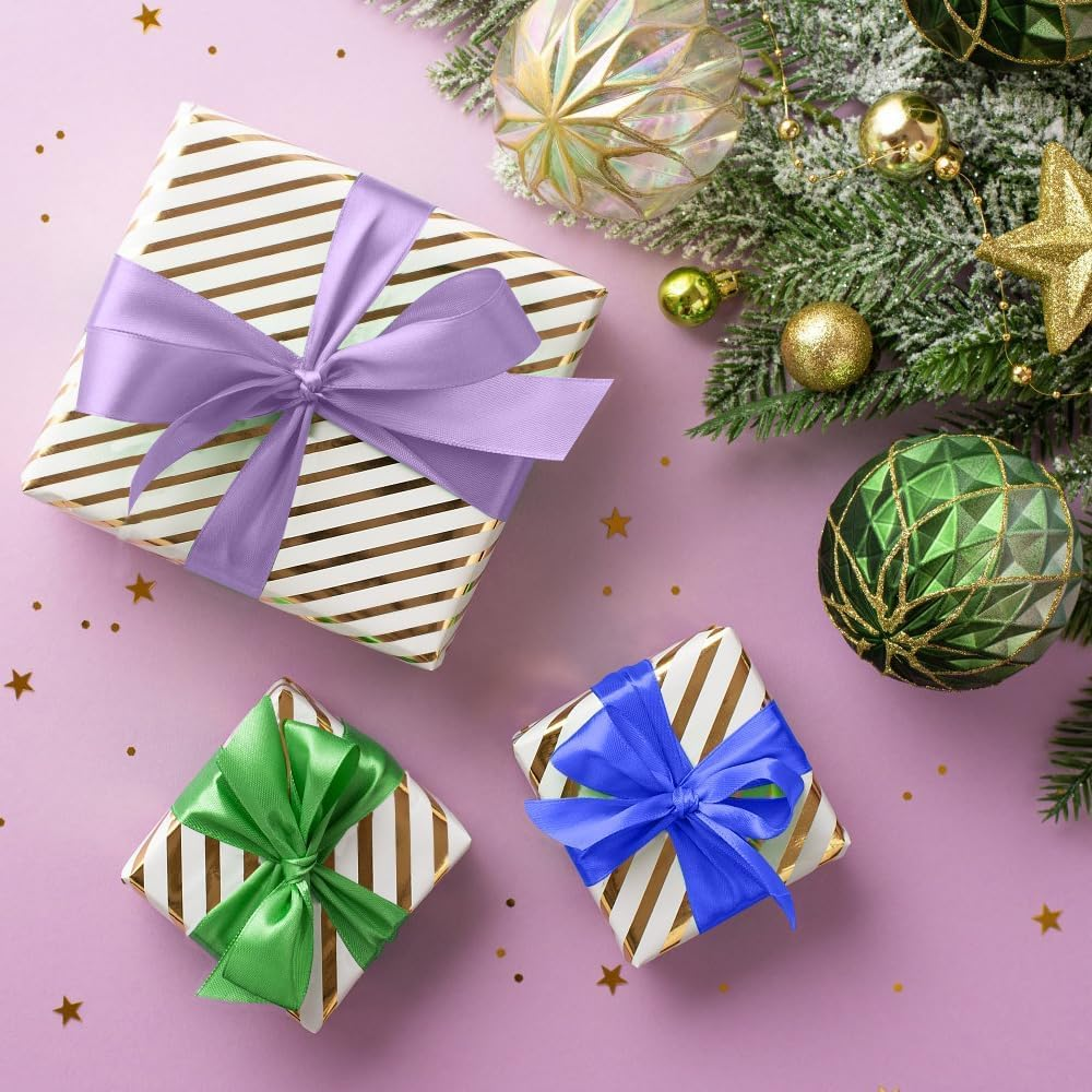 Light Purple Ribbon, 2.5Cm X 25 Yards Ribbon, Light Purple Satin Ribbon for Wedding Flower Arrangement and Birthday Party Decorations image number 2