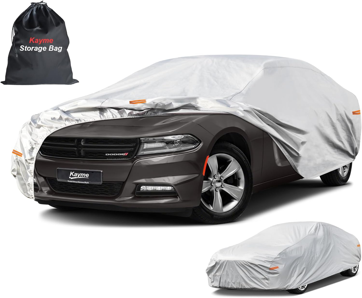 Kayme 6 Layers Station Wagon Car Cover Waterproof All Weather, Outdoor Full Cover with Zipper Door, Universal Fit for Volvo V60, BMW 3 Series Touring, Audi A4 Avant Allroad (178-190 Inch).