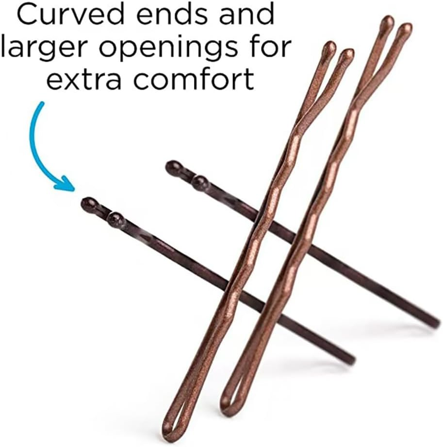 100Pcs Nickel-Free Mini Hair Pins + 3 Large Hair Clips & 30 Small Hair Ties - Brown Bobby Pins for Women & Girls, Non-Slip Hair Grips for Fine/Thick Hair, Bun, Ponytail, Plait - Secure Hold Hair Accessories image number 2