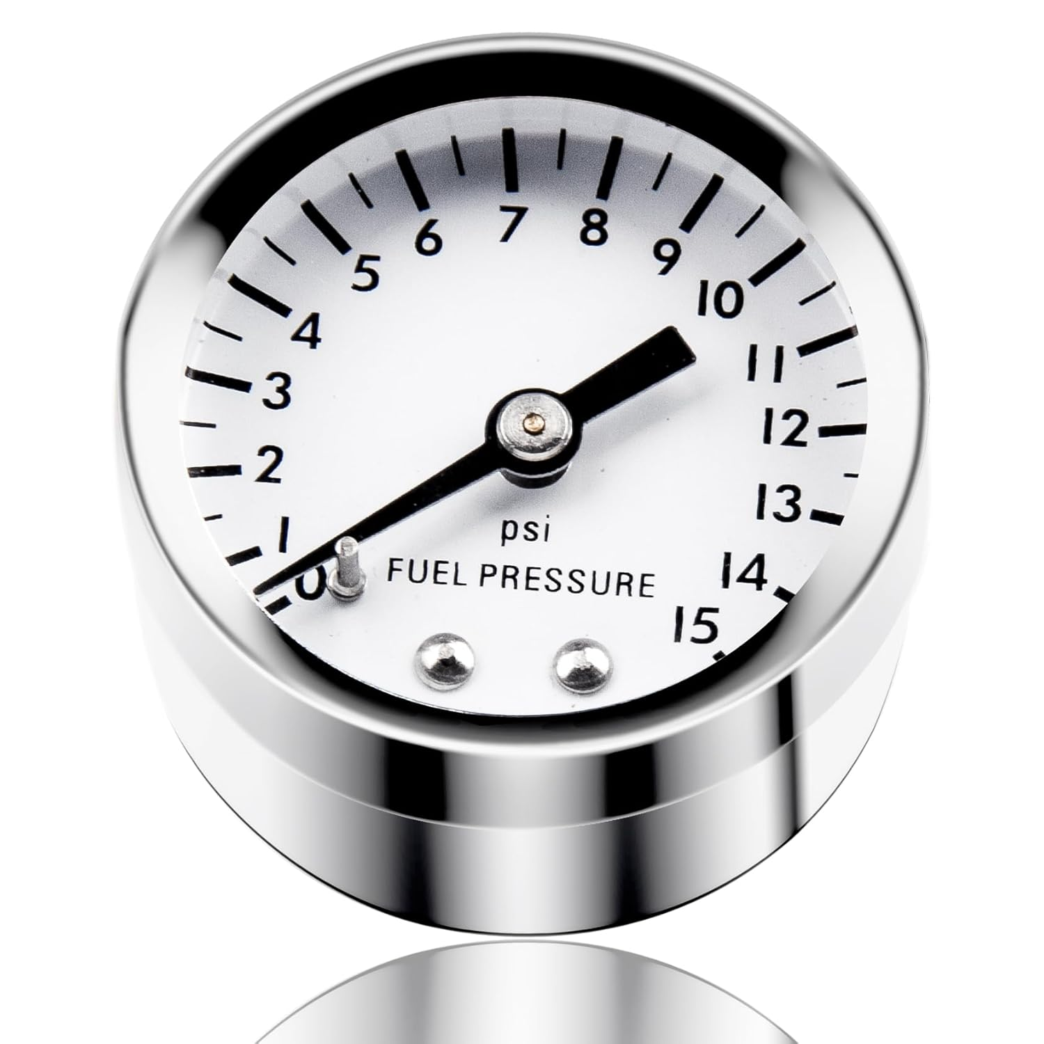 Fuel Pressure Gauge 0-15 Psi with Stainless Steel Case 1-1/2" White Dial 1/8" NPT Back Mount image number 6