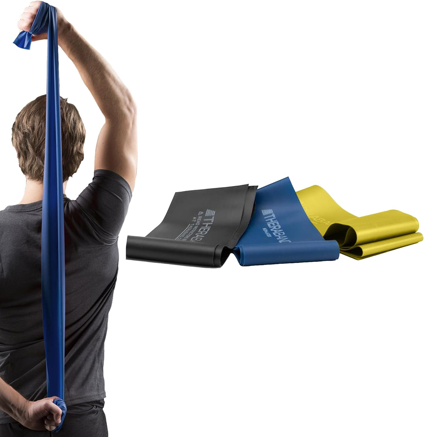 THERABAND Resistance Band Set, Professional Elastic Bands for Upper & Lower Body Exercise, Strength Training without Weights, Physical Therapy, Lower Pilates, Rehab, Beginner & Advanced Sets