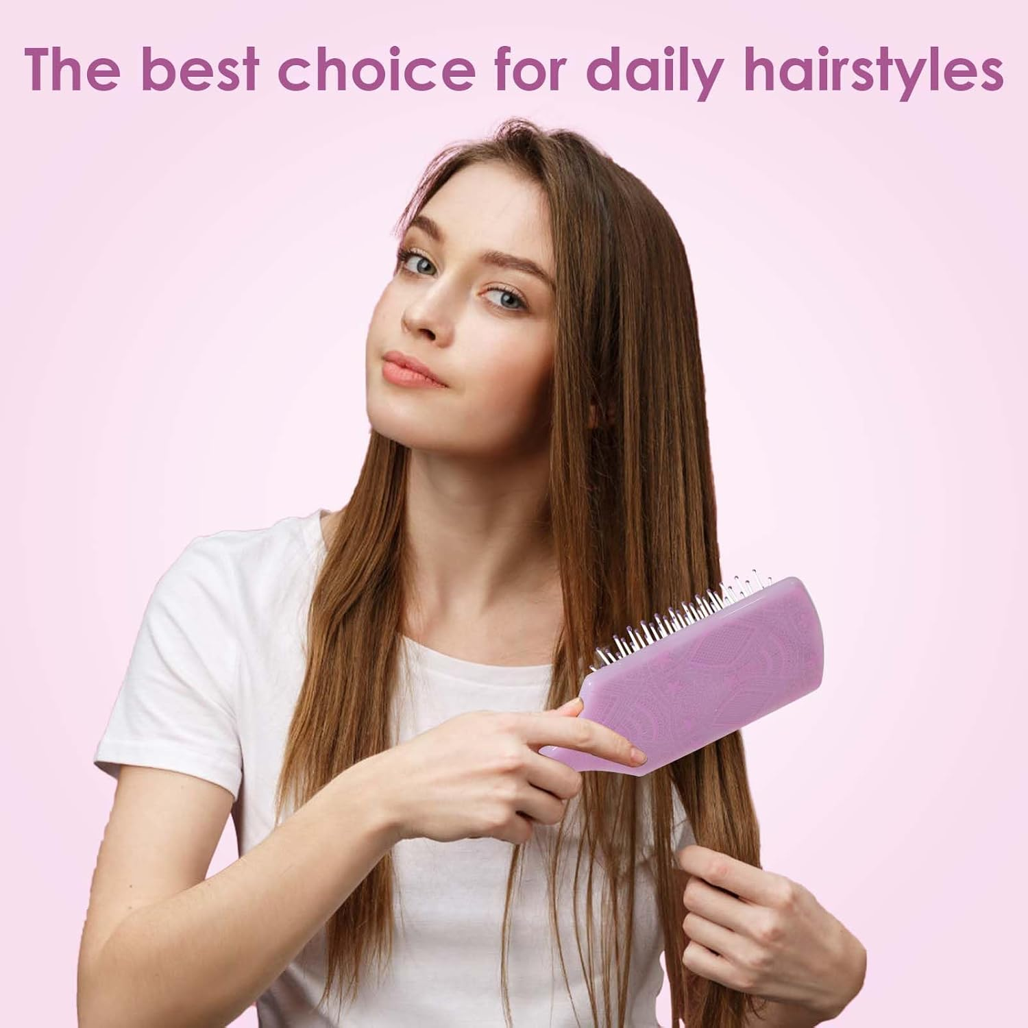 Rylae Air Cushion Comb, Massage Brush for Scalp, a Brush for Dry and Wet Hair, Curling Brush, Suitable for Curly, Straight, Thick, Thin, Damaged Hair (Brown) image number 4