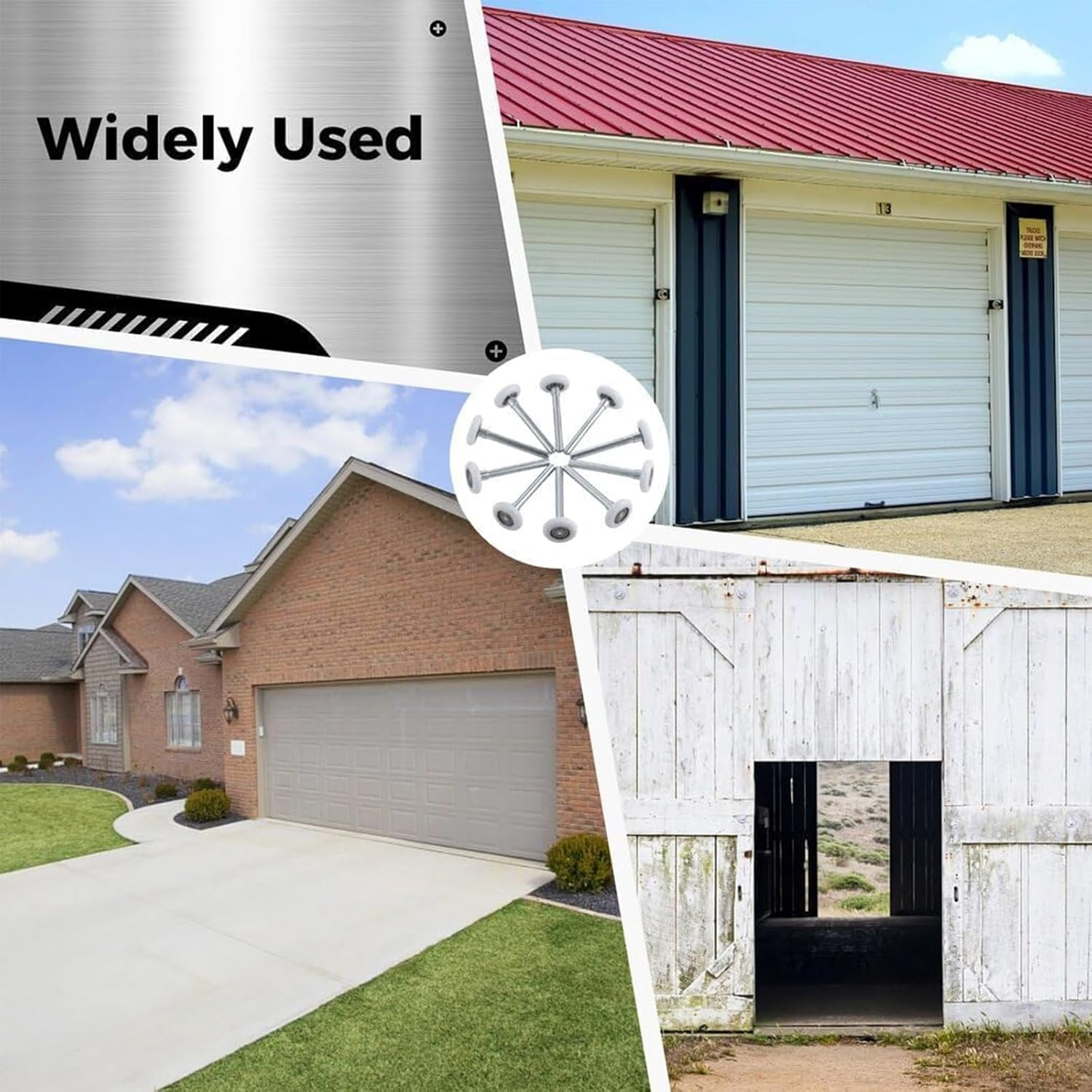 Snokay 8 PCS 1.8"/4.6 CM Nylon Garage Door Rollers with Stem, Durable Replacement for Smooth and Quiet Operation, Fits Sliding & Double Door Tracks, for Residential and Commercial Garage Doors image number 6