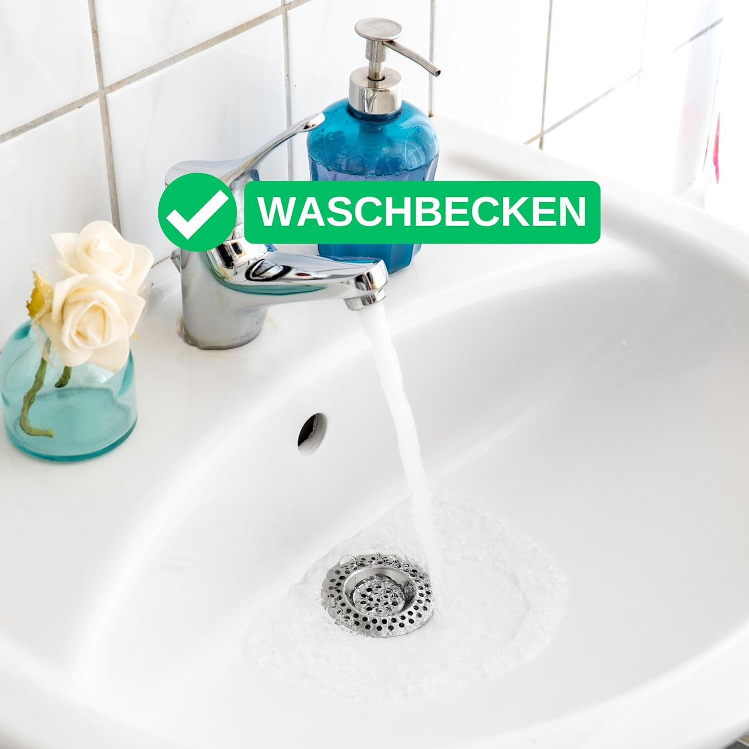 Stainless Steel Drain Strainer 3 Pack Diameter 70Mm outside 42Mm inside Protrudes 9.5Mm Spout Drain Strainer for Kitchen Sink, Sink, Shower Tray, Bathtub, Hair Strainer and Food Scraps Strainer, Hair Filter Basket image number 4