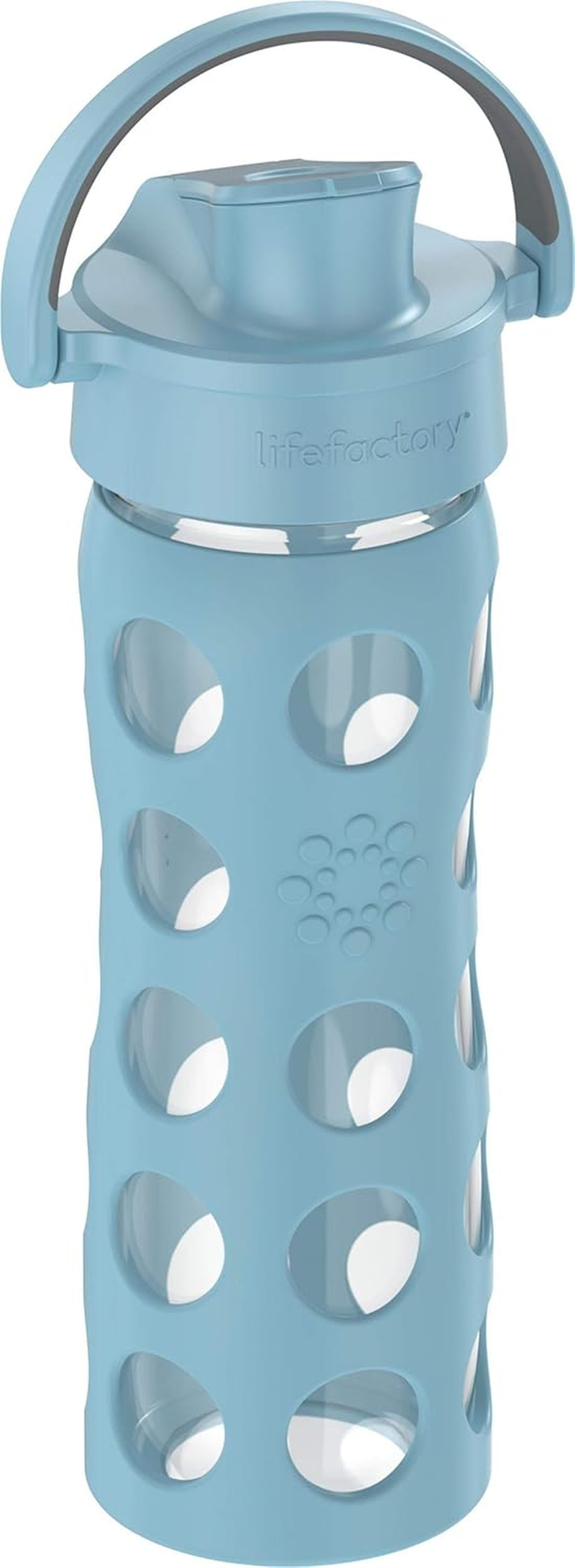 Lifefactory 16-Ounce Glass Water Bottle with Active Flip Cap and Protective Silicone Sleeve, Denim image number 2