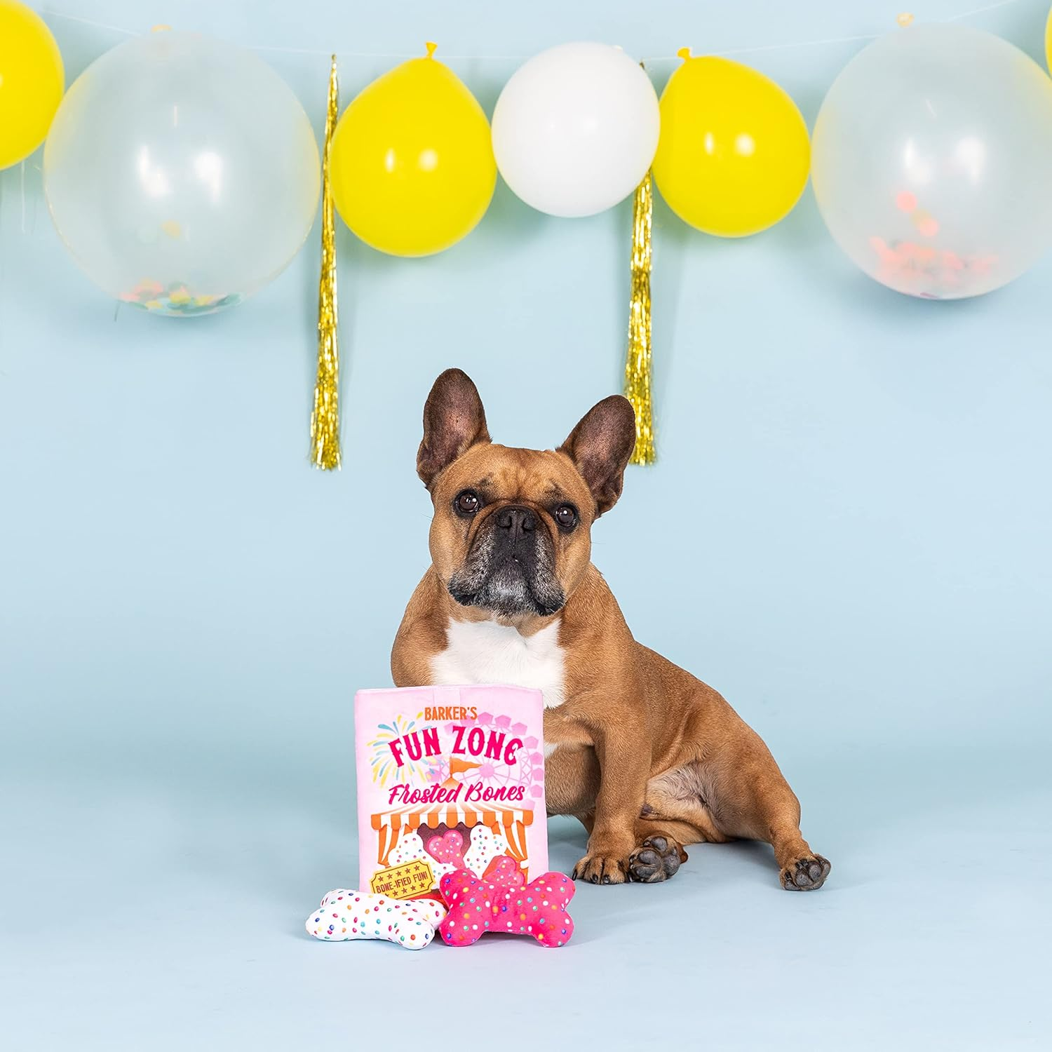 Fringe Studio Hide & Seek Burrow Plush Dog Toy Set, FUNZONE Bones(289211), Multicolored image number 1