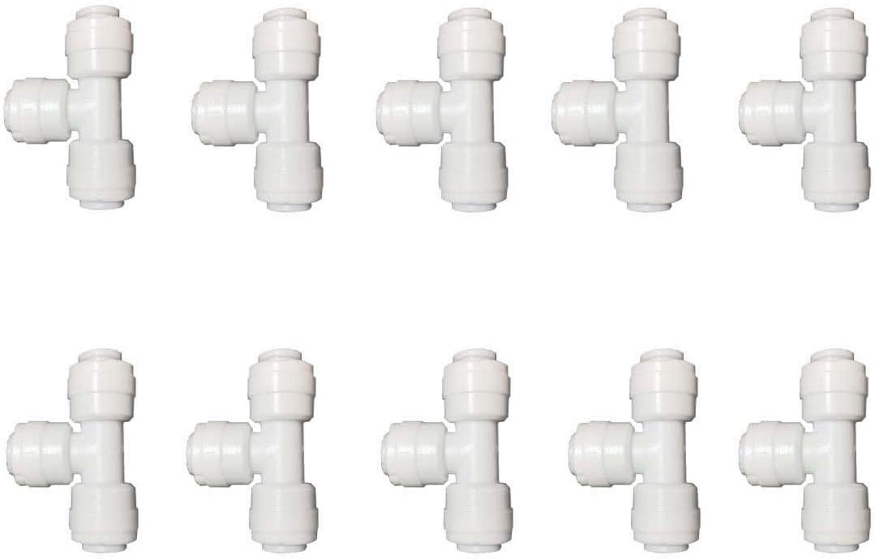 Malida 1/4 Tee 3 Way Tube Quick Connect Push Fit RO Water Reverse Osmosis System Set of 10 image number 2