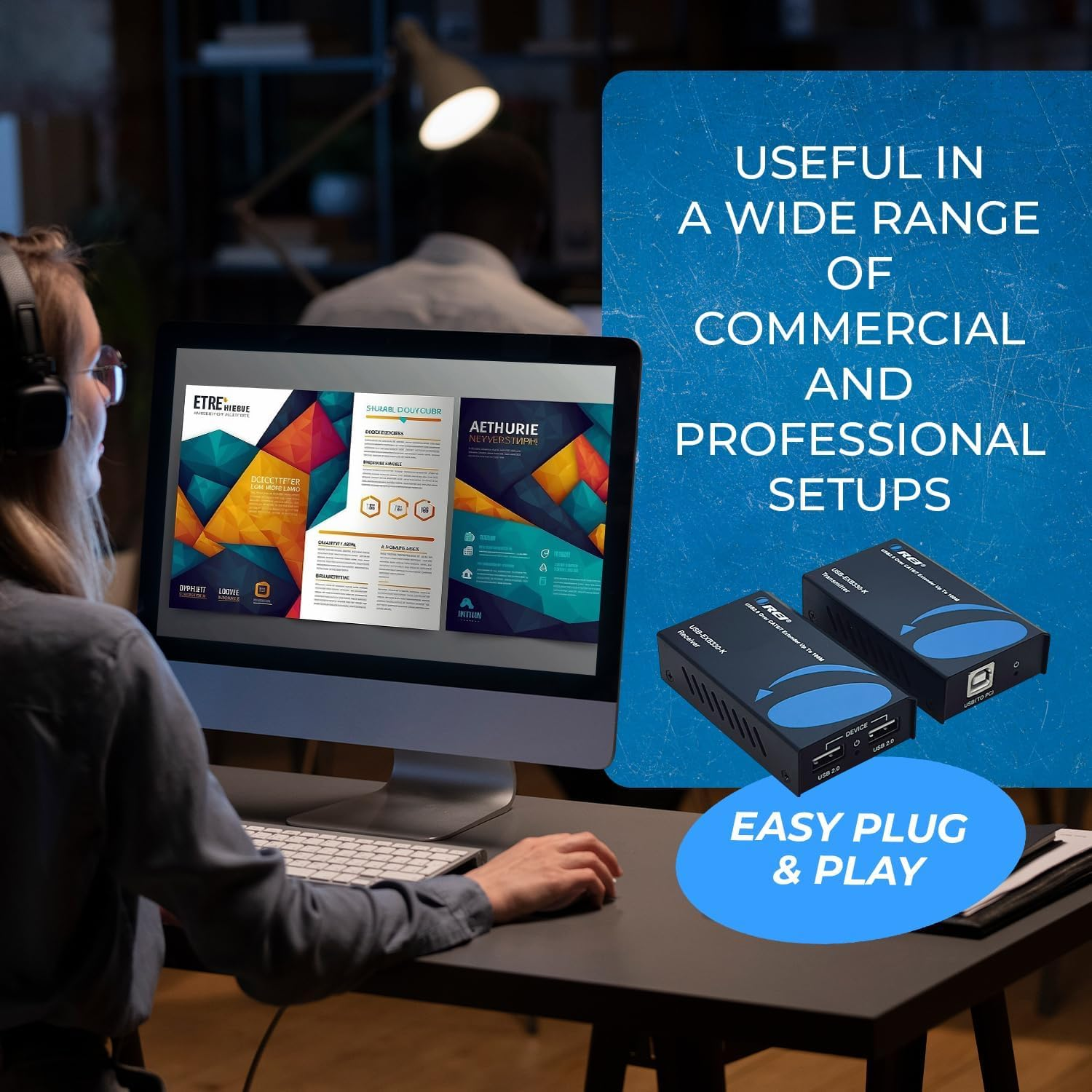 OREI USB Extender over Ethernet up to 165 Feet - Extend USB 2.0 Signal over Ethernet, 480 Mbps Transfer Rate, 2 USB 2.0 Inputs Extended up to 165 Feet