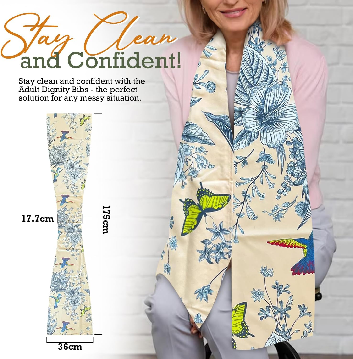 Dignity Bib &ndash; Adult Bibs for Elderly Men & Women&ndash; Washable 100% Microsuede Fabric &ndash; Elegant, Soft &ndash; Perfect for Dining &ndash; Snap Closure &ndash; Water and Stain Resistant image number 5