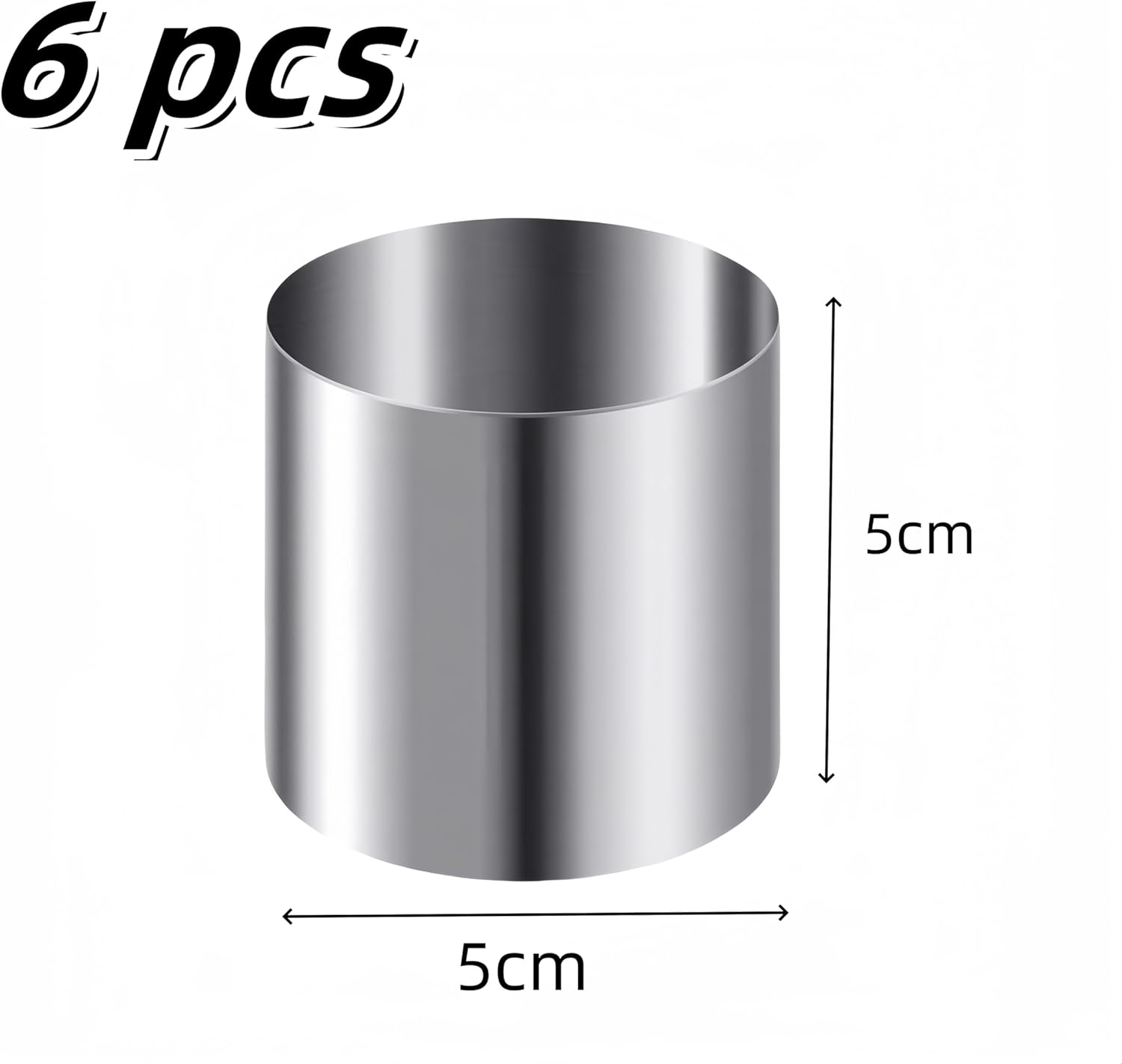 Round Mousse Circle Mold, 6 Pcs Stainless Steel Cake Ring Mold,Seamless Donut Cutter Ring Molds, for Ice Cream Cone Baking Cake Mousse Ring Cake 5 X 5 Cm
