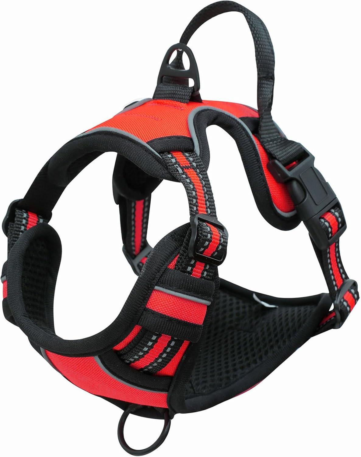 No-Pull Dog Harness Vest Adjustable Outdoor Front Mesh Red