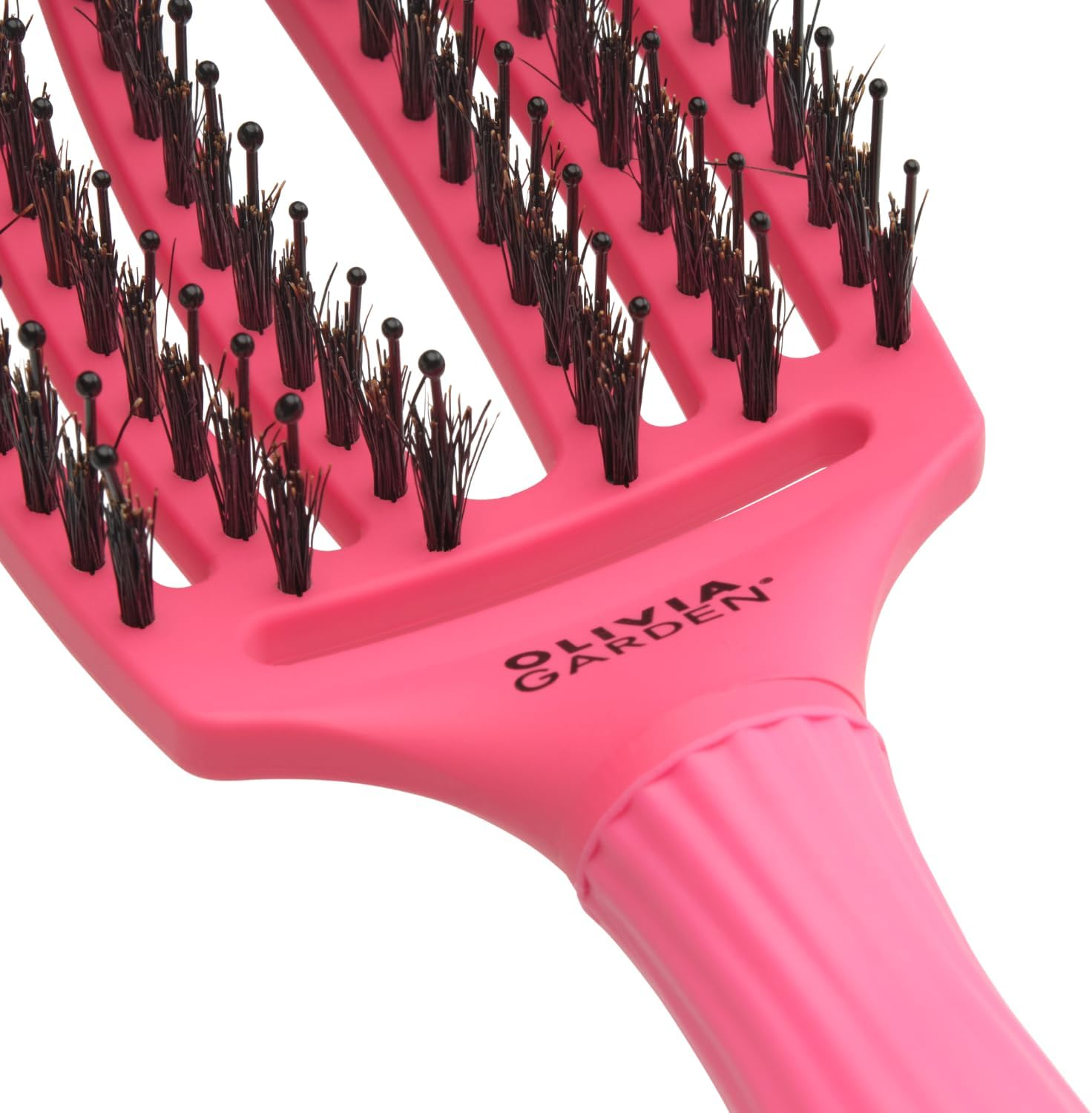 Olivia Garden Fingerbrush Care Iconic - Medium - Hot Pink - Detangler Brush with Boar Bristles & Nylon for Healthy and Shiny Hair image number 5