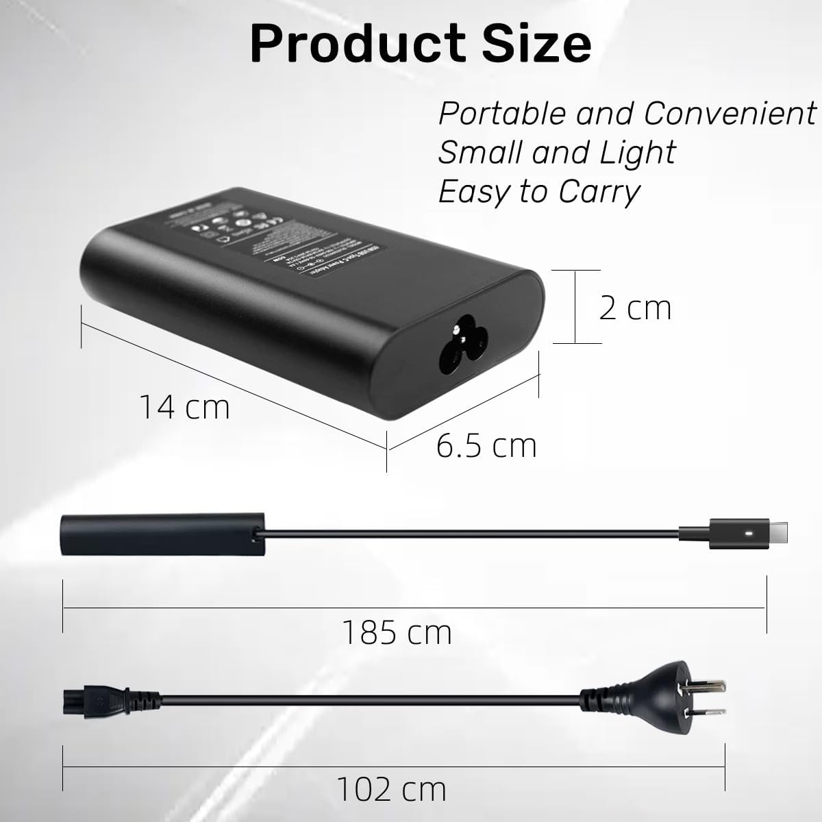 130W USB Type C 20V 6.5A Power Adapter,Compatible with Dell XPS 15 9575 9520 9510 9500 17 9720 9710 9700 Precision 5530 5550 5560 5570 5750 5760 3560 Latitude 5411 5421 5511 5520 5521 Power Cord image number 2