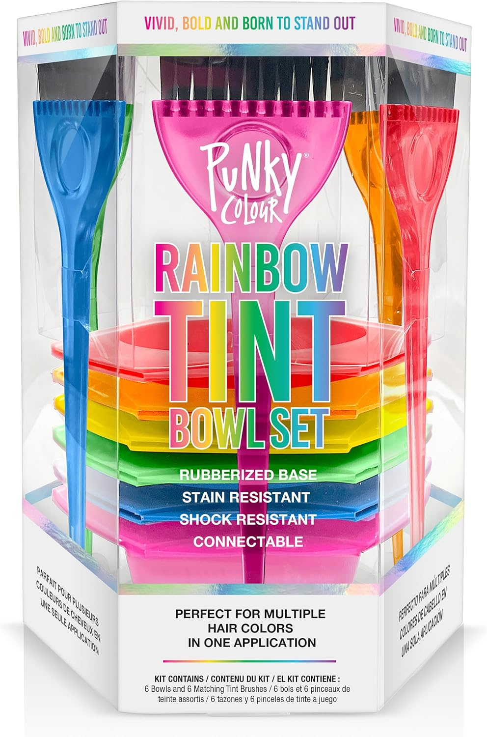 Punky Rainbow Tint Hair Dye Brush and Bowl Set - Multi-Color Hair Coloring Kit with Dye Mixing Bowls & Brushes, DIY Dyeing & Bleaching for Salon & At-Home Use image number 4