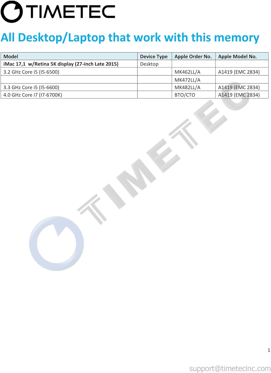 Timetec 8GB Compatible for Apple Late 2015 Imac (27-Inch W/Retina 5K Display) DDR3L 1867Mhz / 1866Mhz PC3L-14900 2Rx8 CL13 1.35V 204 Pin SODIMM Memory Module MAC RAM Upgrade for Imac 17,1