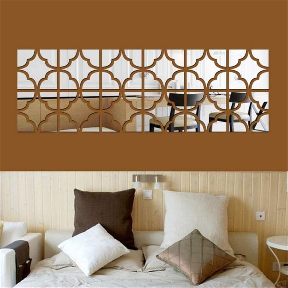 3D Mirror Wall Stickers, 4 Pcs Acrylic Square Geometric Pattern DIY Art Decals, Self Adhesive Mirror Plastic Wall Sheet Tiles Home Decoration for Living Room Bedroom Stair Wall Decor (Square- 8Pcs) image number 2