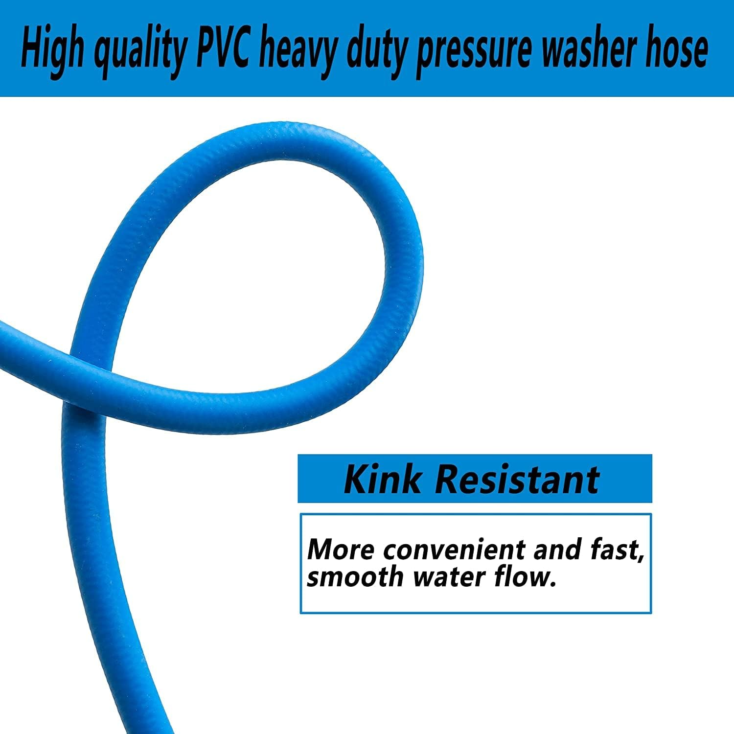 Pressure Washer Hose &ndash; 1/4" X 100 FT High Power Washer Extension Hose &ndash; Kink & Wear Resistant High Pressure Hose for Replacement &ndash; Compatible with M22 Fittings &ndash; 3600PSI