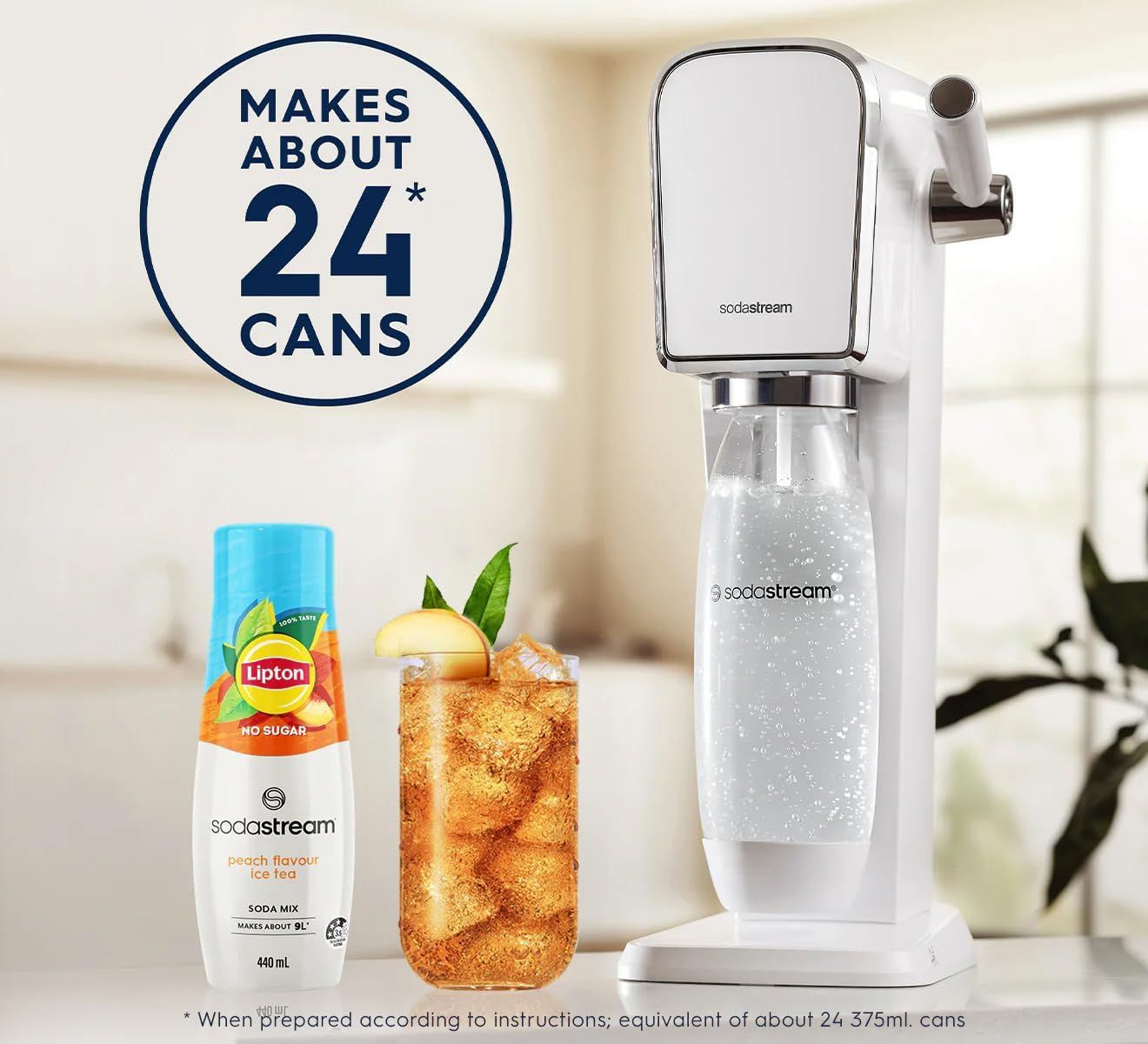 Sodastream - Lipton Iced Tea Peach No Sugar Soda Drink Mix | for Soda Makers; Turns 54 Litres of Fizzy Water into Delicious Lipton Iced Tea Peach No Sugar | Makes 216 Servings | 440Ml, Pack of 6 image number 2