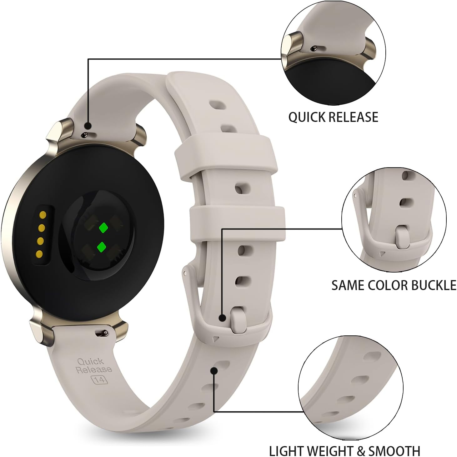 Soft Silicone Strap Replacement Band Compatible for Garmin Lily 2 Smartwatch