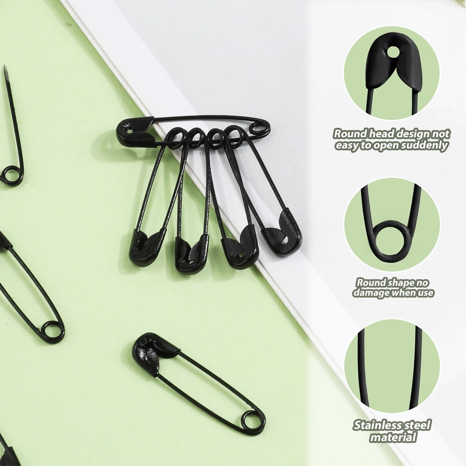 250Pcs Safety Pins, 1.1In/28Mm Mini Sewing Safety Pins Small Metal Nickel Plated Steel Safety Pins for Clothing Sewing Handicrafts Jewelry Making (Black) - Multicolor image number 4