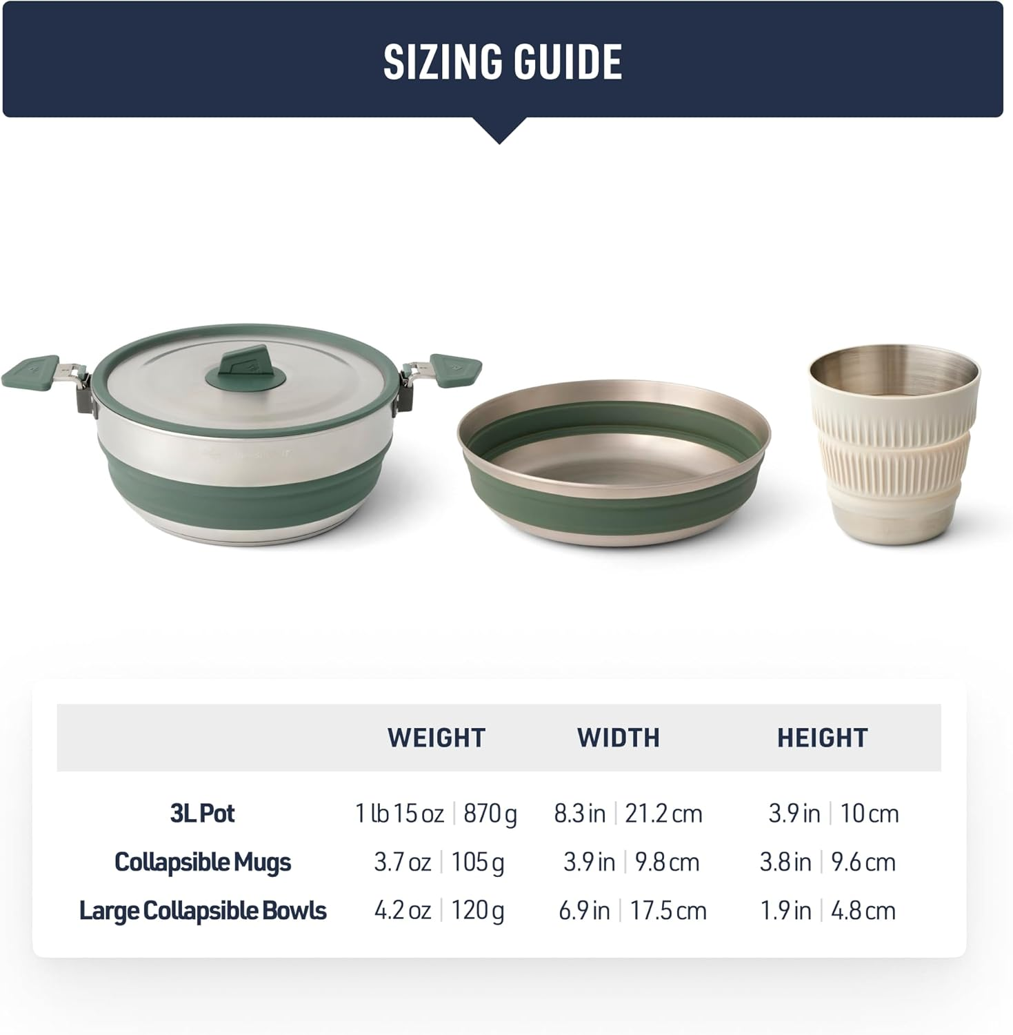 Sea to Summit Detour Stainless Steel 5-Pieces Cook Set, Laurel Wreath/Moonstruck, 3 Litre Capacity image number 3