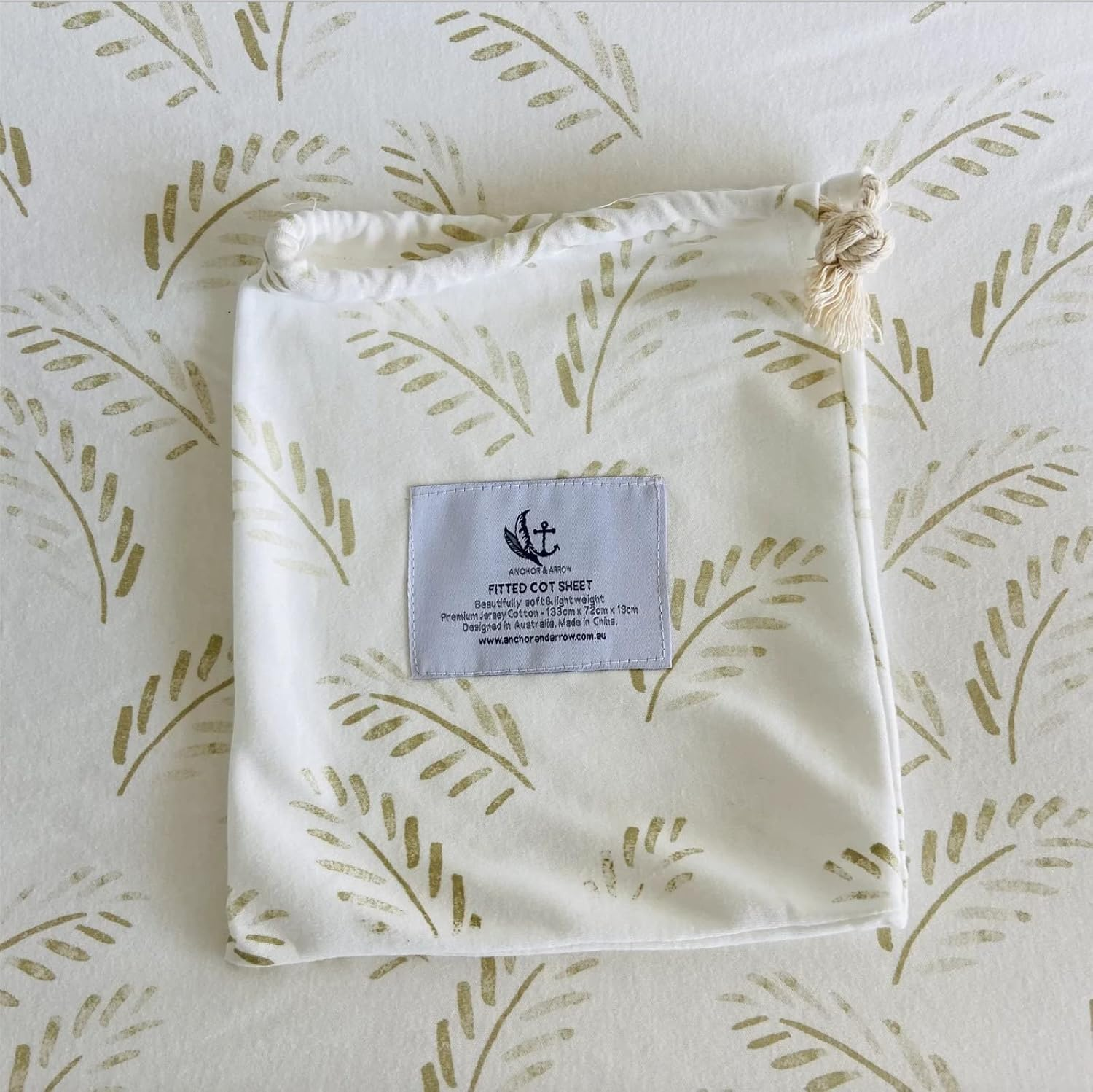 Anchor & Arrow Gold Fern Baby Cot Sheet image number 1
