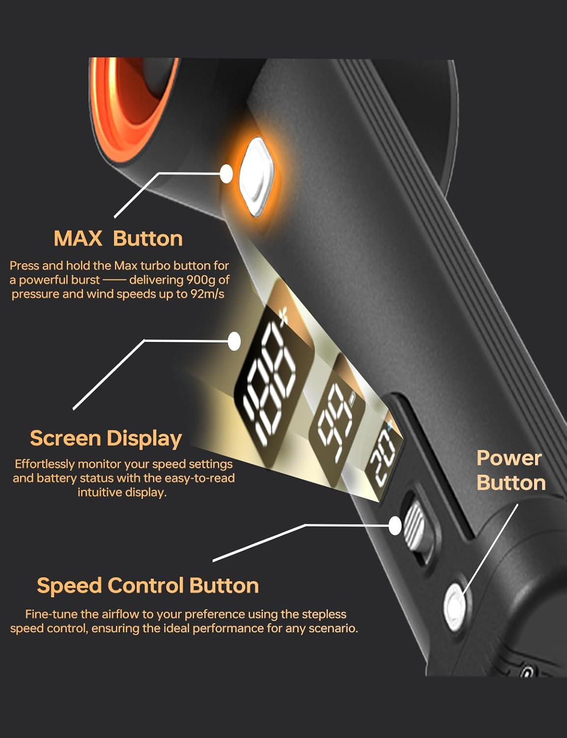 Kica JETFAN MAX Car Air Blower and Vacuum Turbo Fan,Electric Cordless Strong Blower for Car Drying,Snow Blowing image number 5