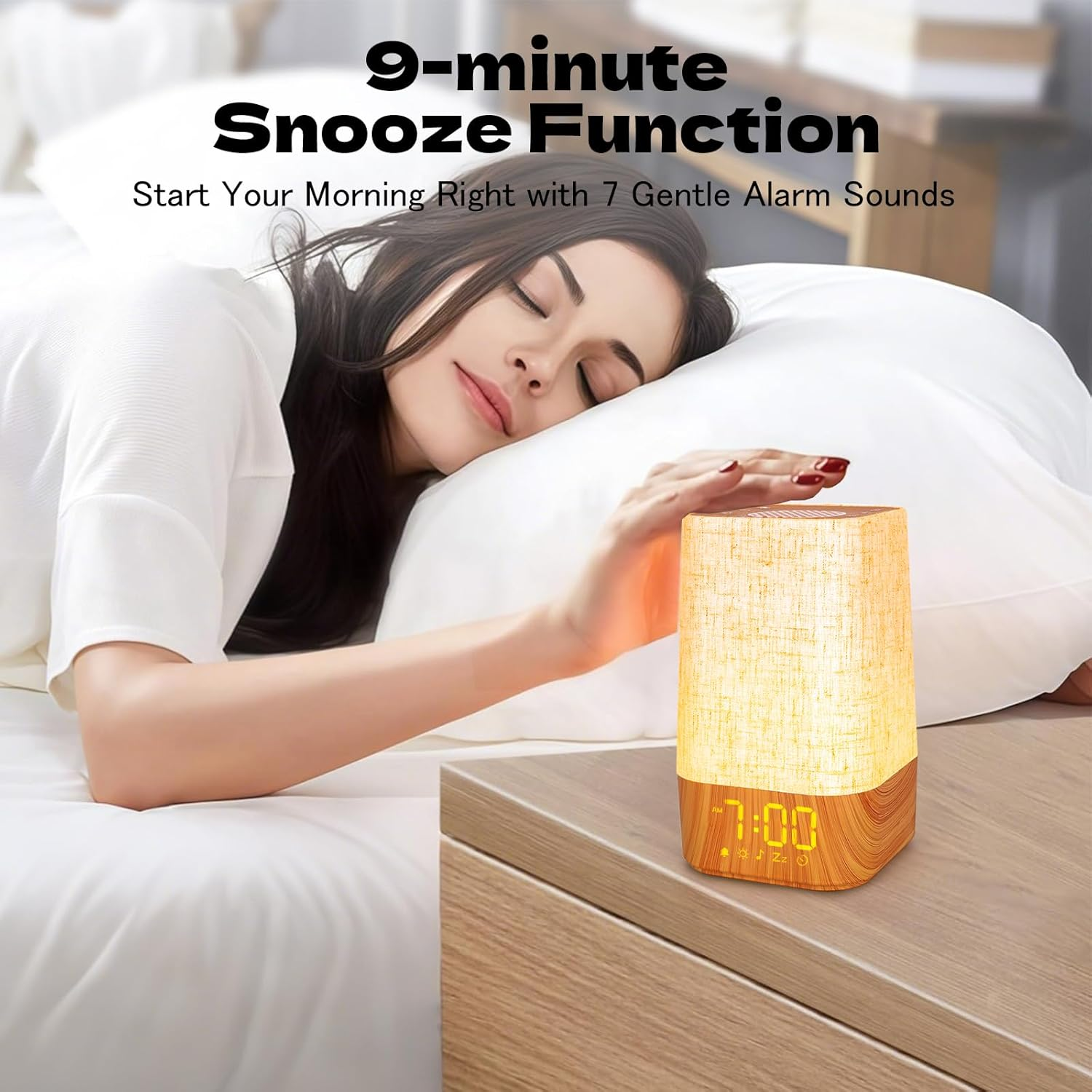 Sunrise Alarm Clock White Noise Machine Baby Portable Sound Machine with Night Light 30 Soothing Sounds Natural Wake up Light for Sleeping Baby Kids Adults (Khaki) image number 3