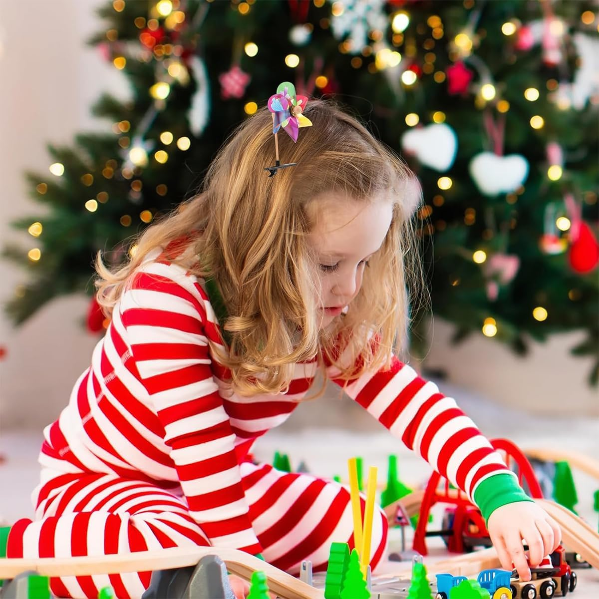 Hair Clip, Windmill, Pack of 10 Small Hair Pins with Rotating Windmills, Colourful, Hair Clip for Parties, Stage Performances, Excursions image number 4